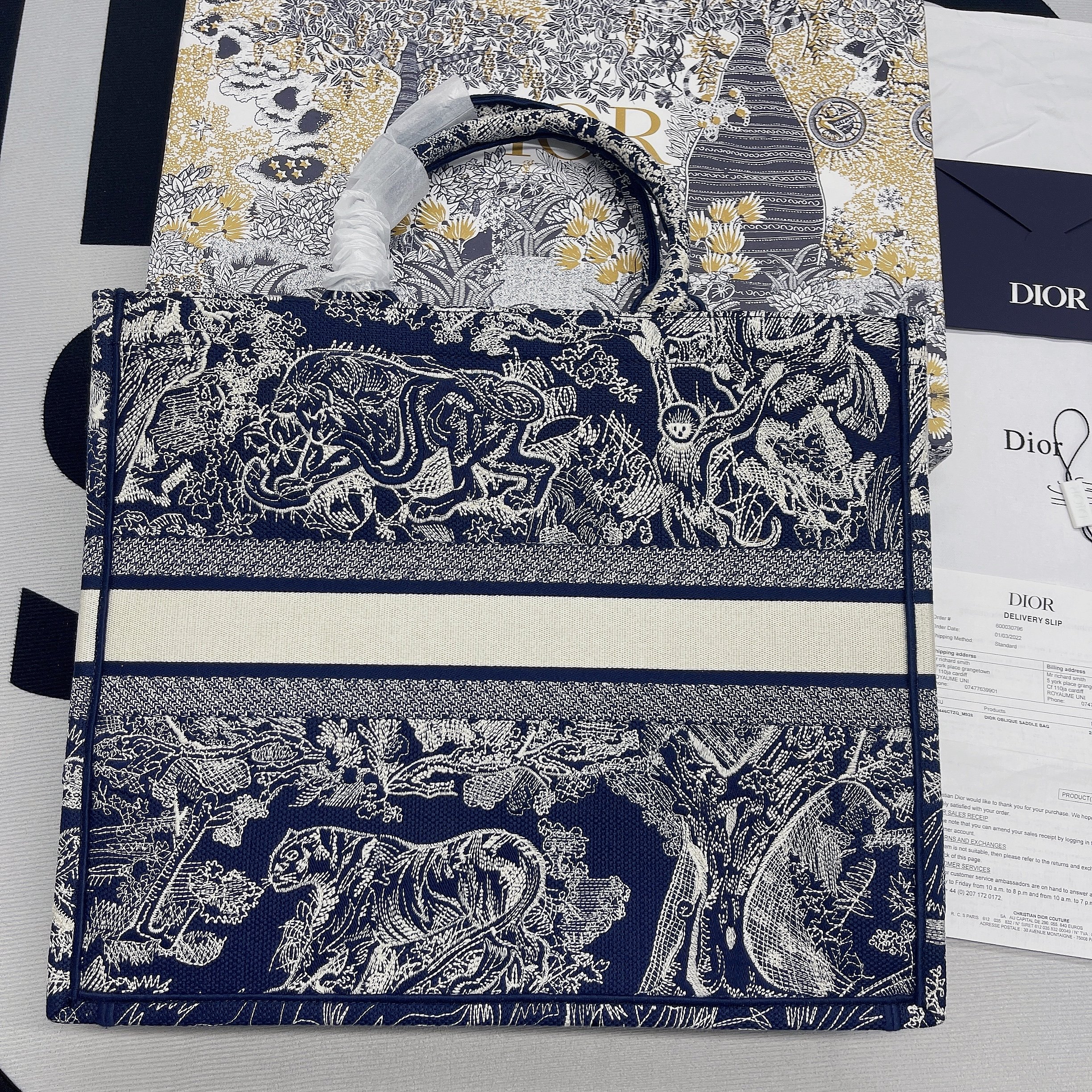 Christian Dior Large Dior Book Tote Blue Multicolor, For Women, Women’s Handbags 16.5in/42cm CD M1286ZRGO_M928