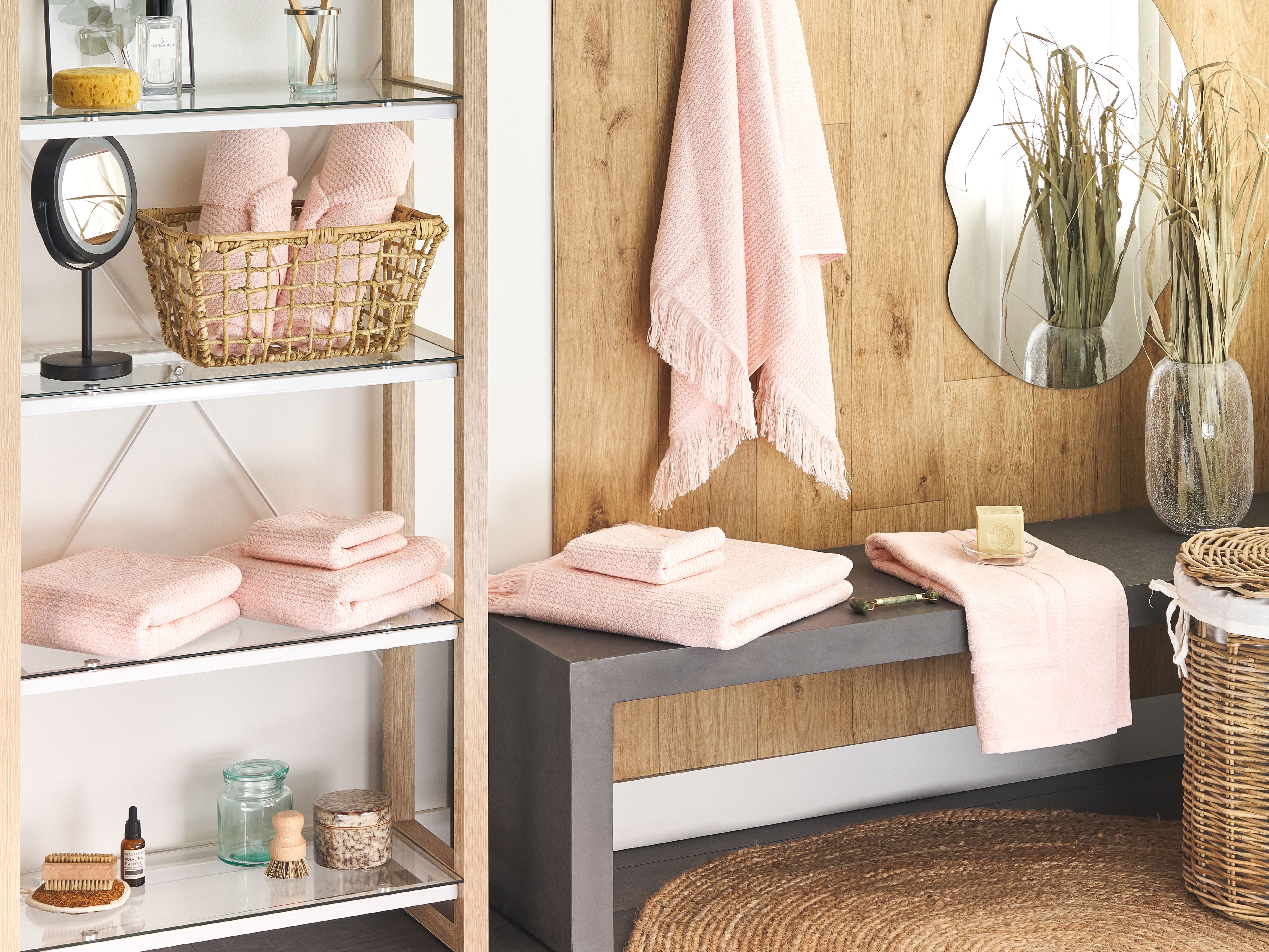 Set of 9 Towels ATIU Terry Cotton Pastel Pink