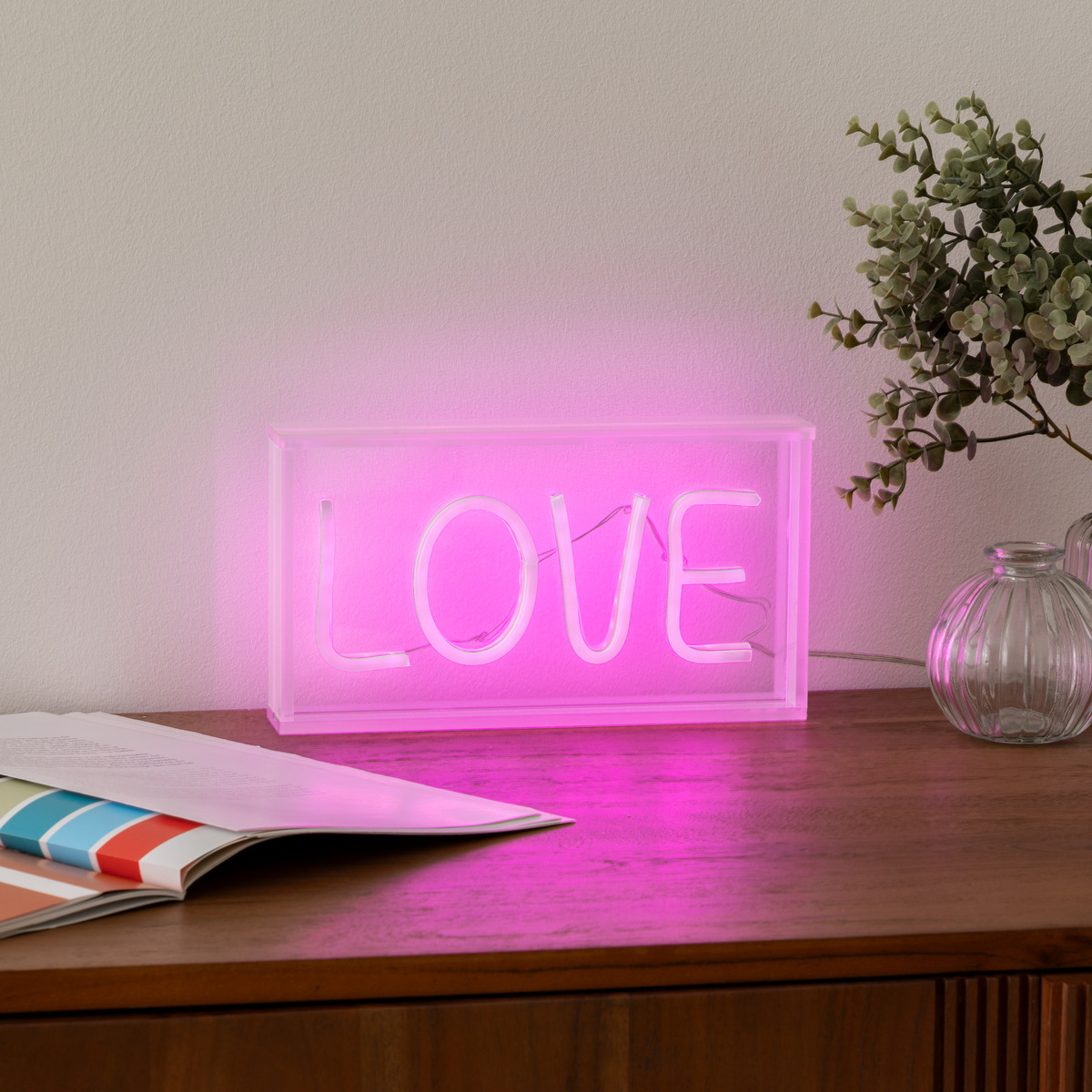 LED Neon Table Light "Love" Pink, L. 23 cm