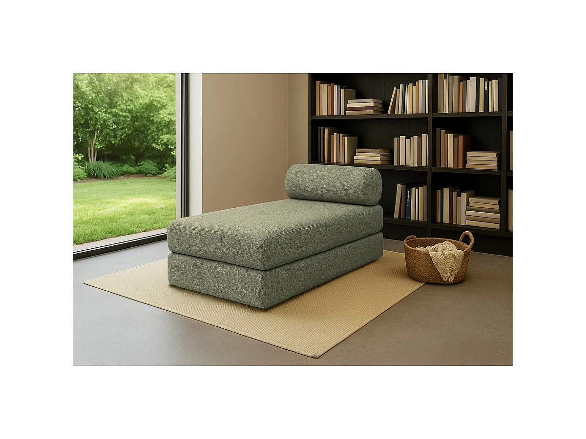 Méridienne modulable et convertible - Tissu tweed - Vert