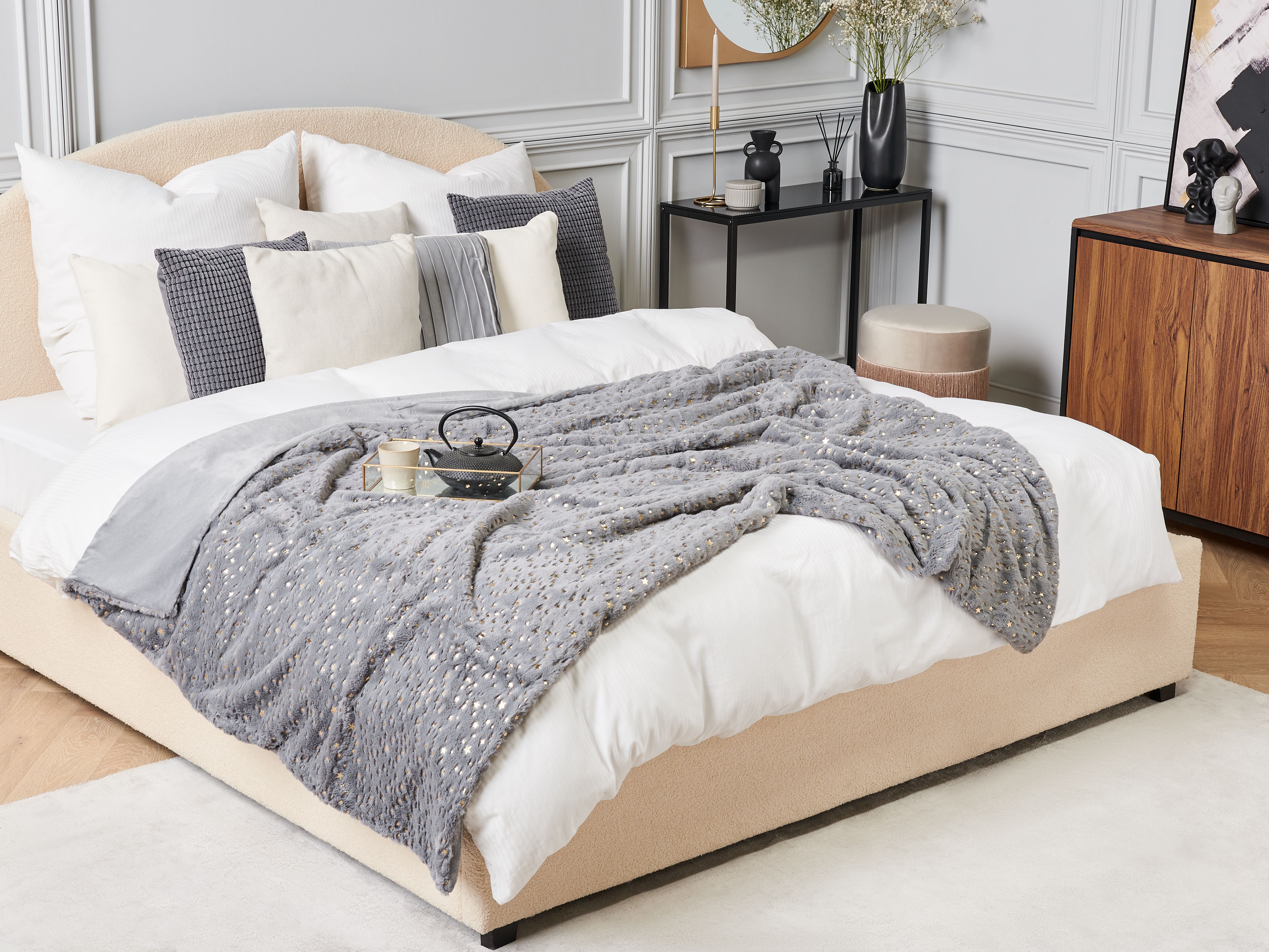 Blanket ALAZEYA 130 x 180 cm Grey