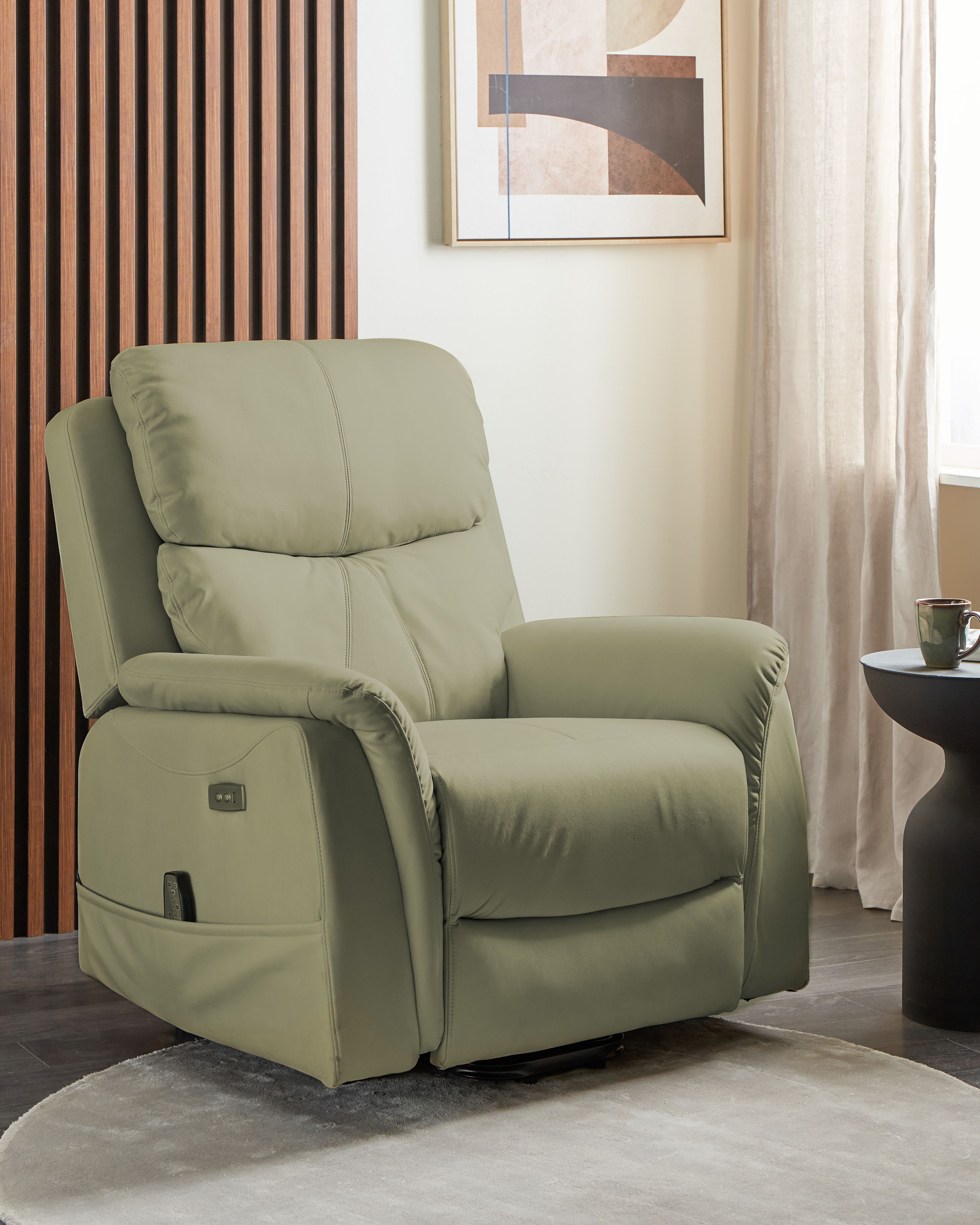 Electric Recliner Chair GLORIE with Massage Faux Leather Green