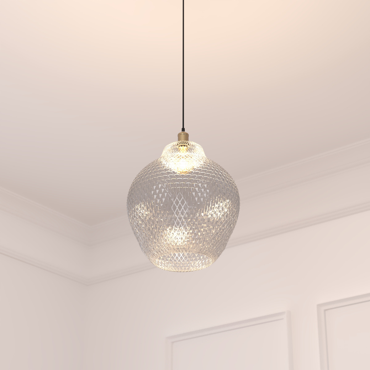 Suspension lamp "Omaha" Smoked glass, D.22 cm