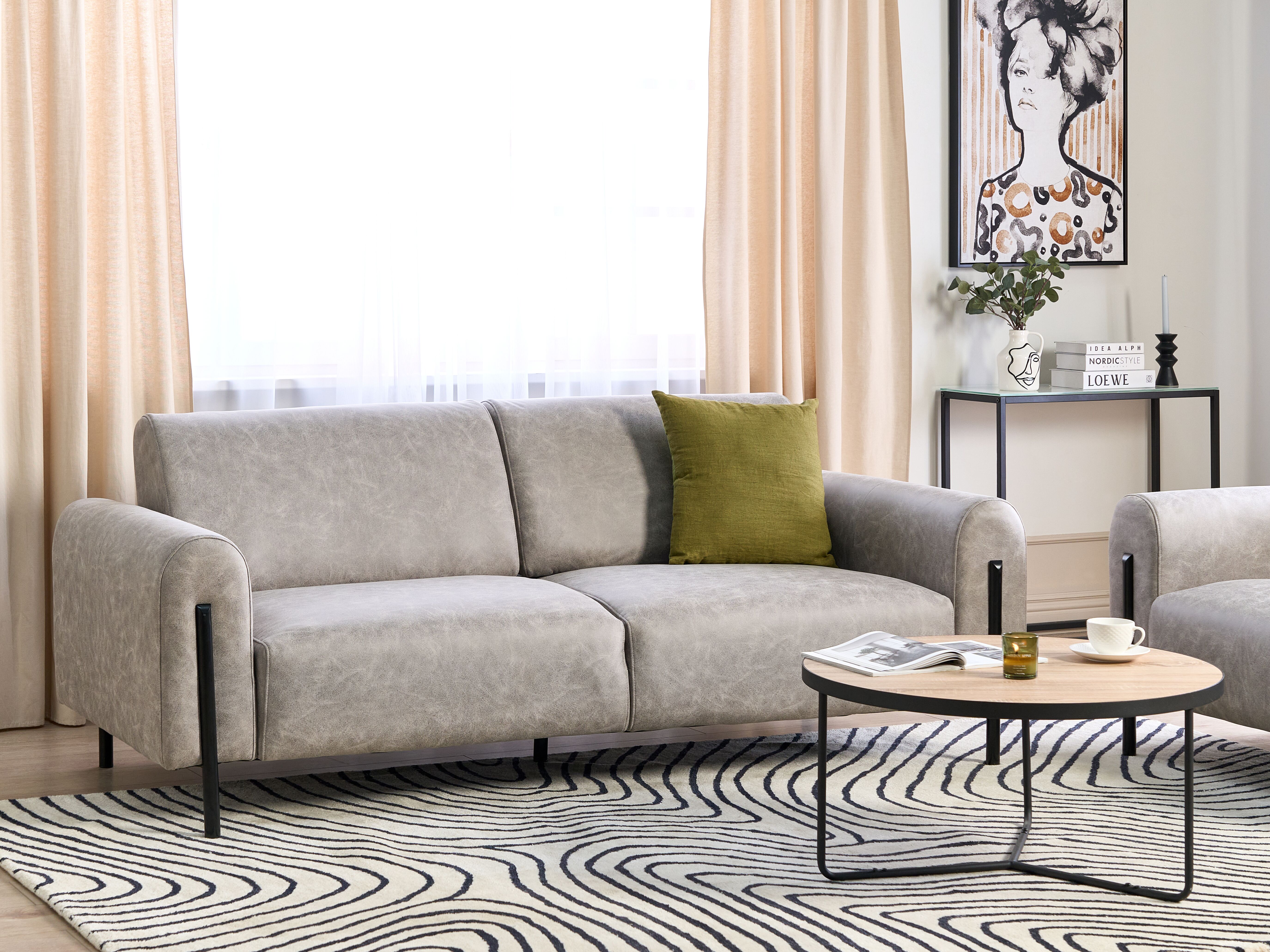 Sofa 3 Seater ASKIM Fabric Light Grey