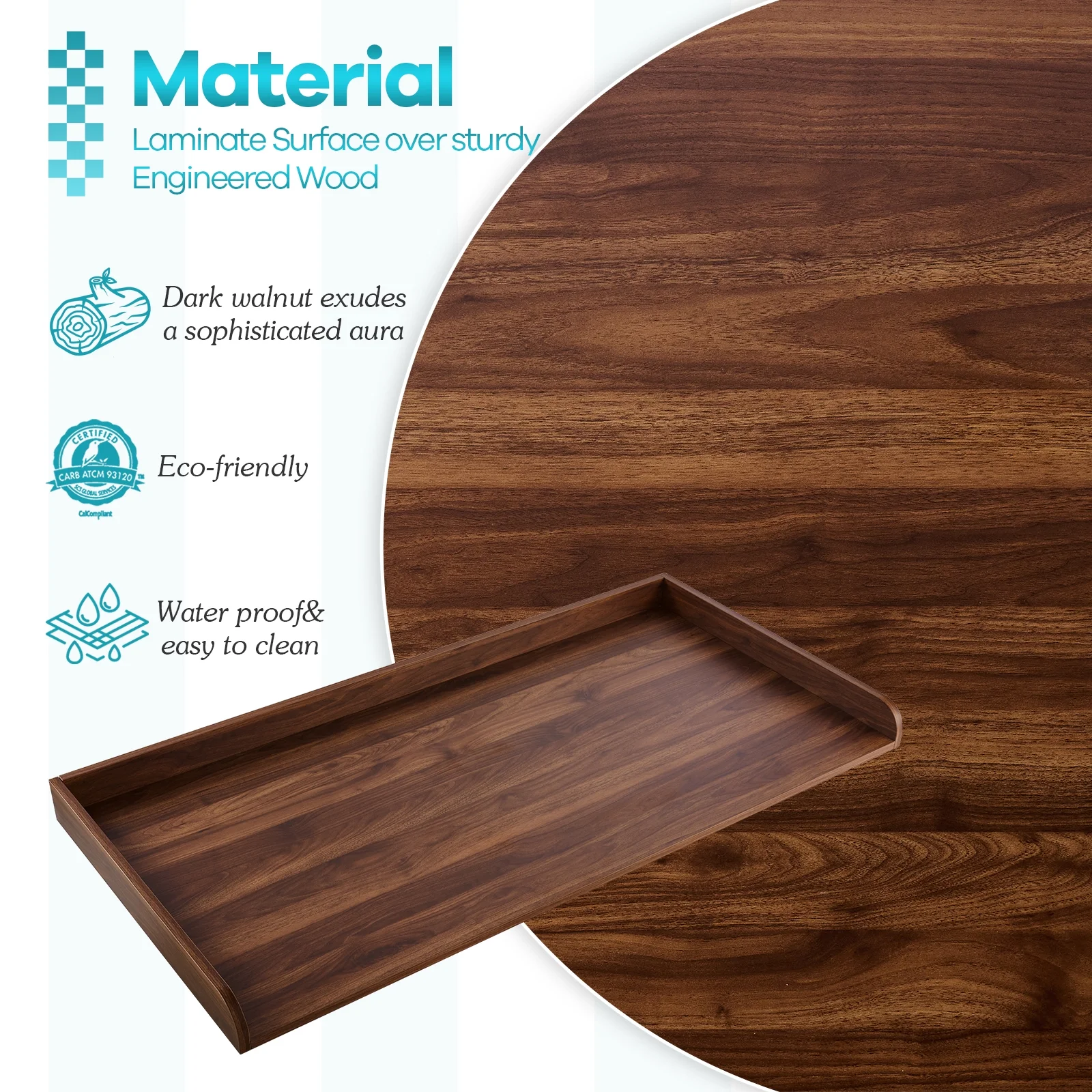 Kaboon Washer Dryer Countertop with Edge Rails, 27.5" x 54", Light Walnut - Image 17