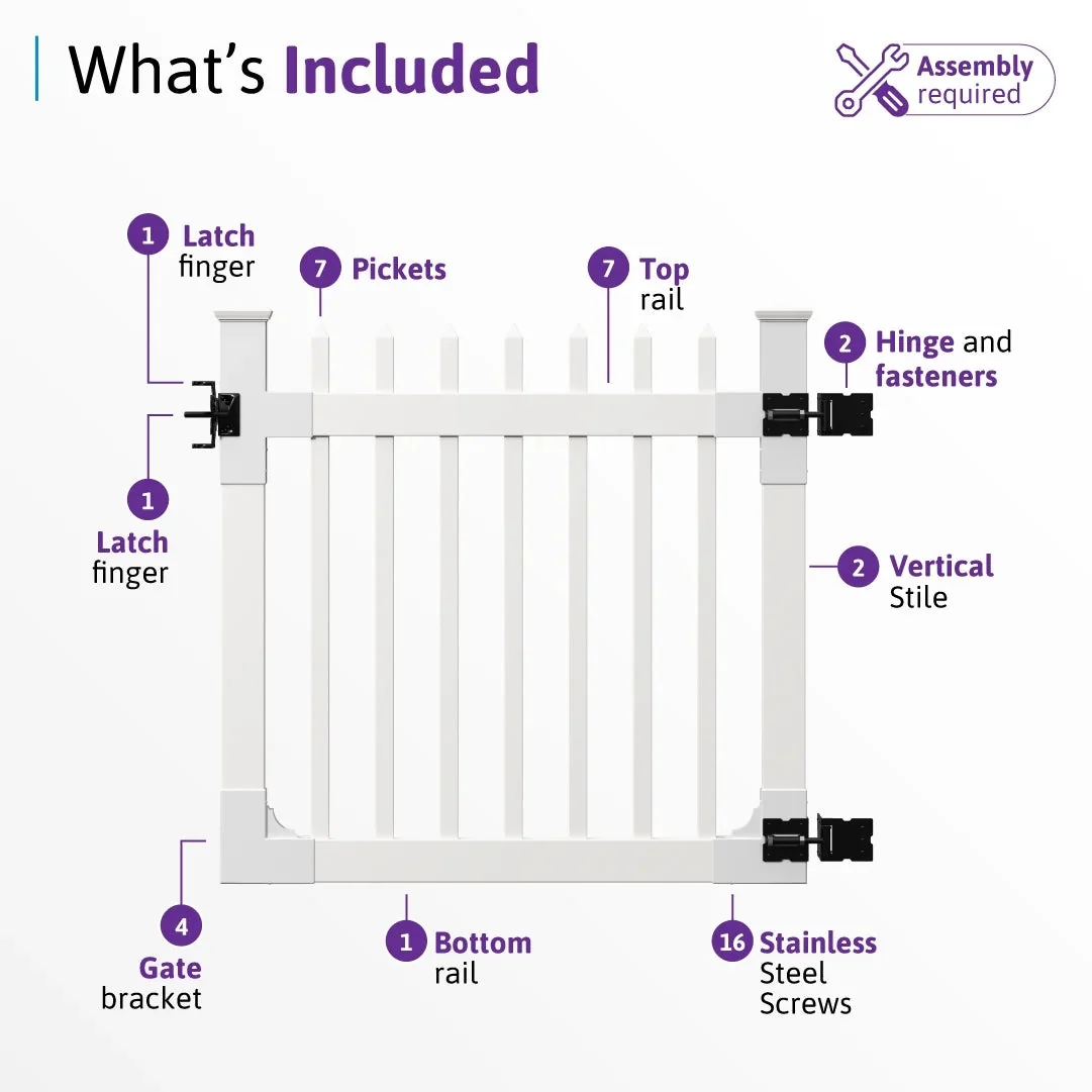 WamBam White Vinyl Picket Fence Panel Kit, 4ft H x 6ft W, 1 Panel + 1 Post - BL19101 - Image 14 WamBam White Vinyl Picket Fence Panel Kit, 4ft H x 6ft W, 1 Panel + 1 Post - BL19101 - Image 14