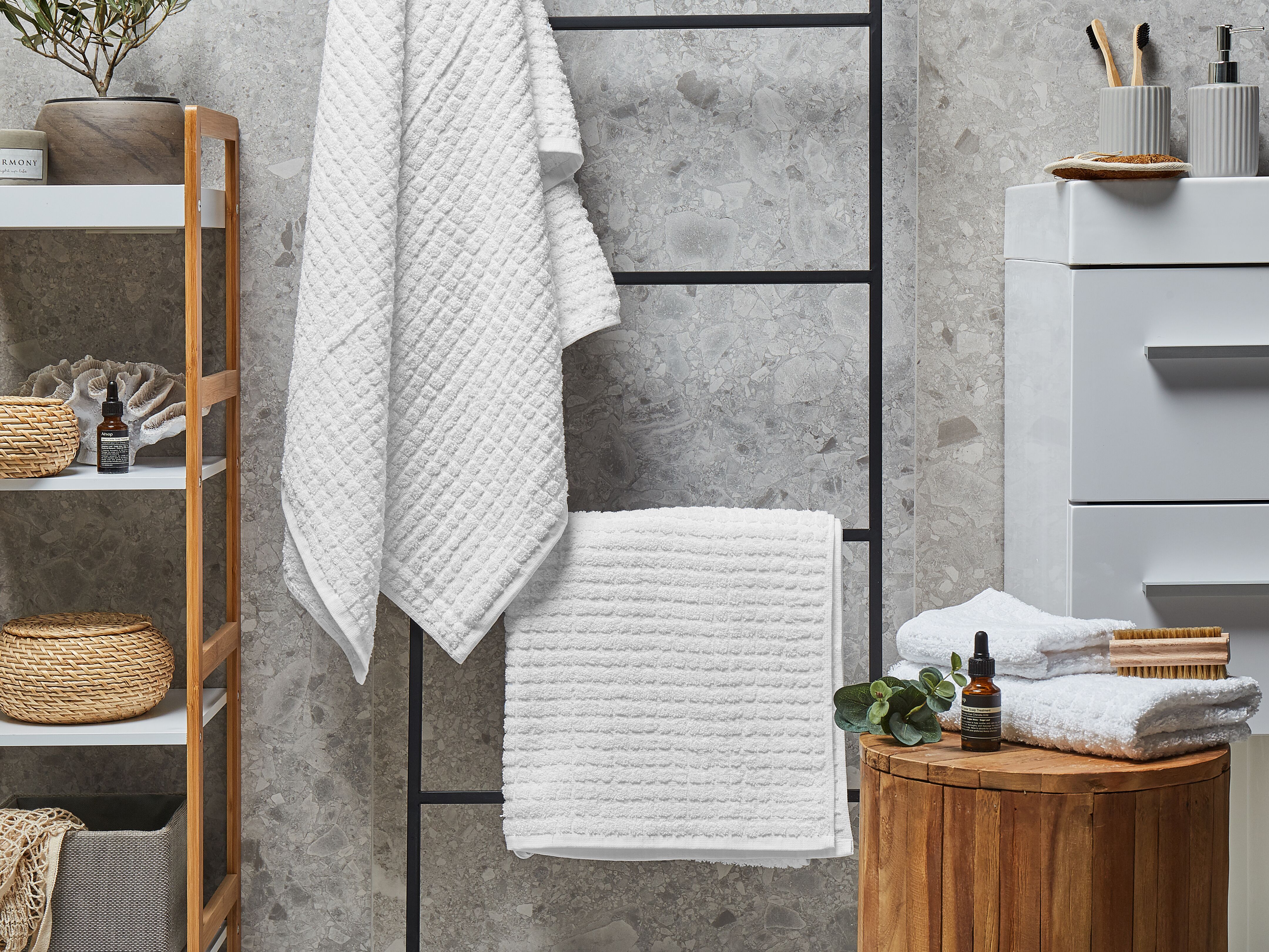 Set of 4 Towels ATAI Cotton White