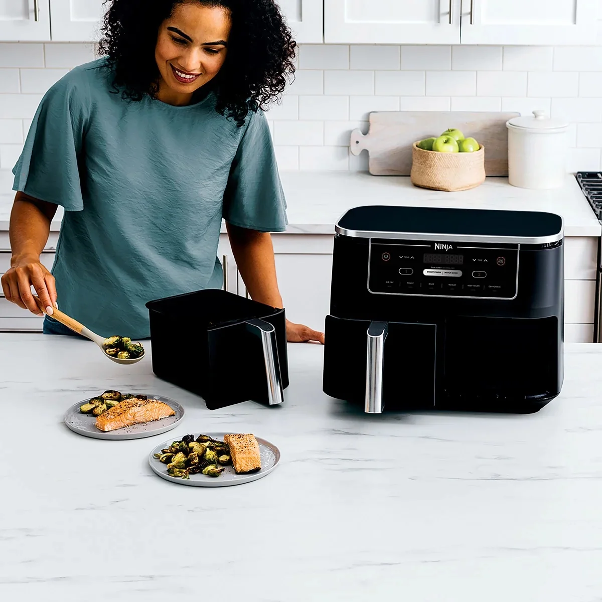 Restored Ninja R-AD300CO Foodi 6-in-1 10-qt. XL 2-Basket Air Fryer with DualZone Technology, Black (Refurbished) - Image 5