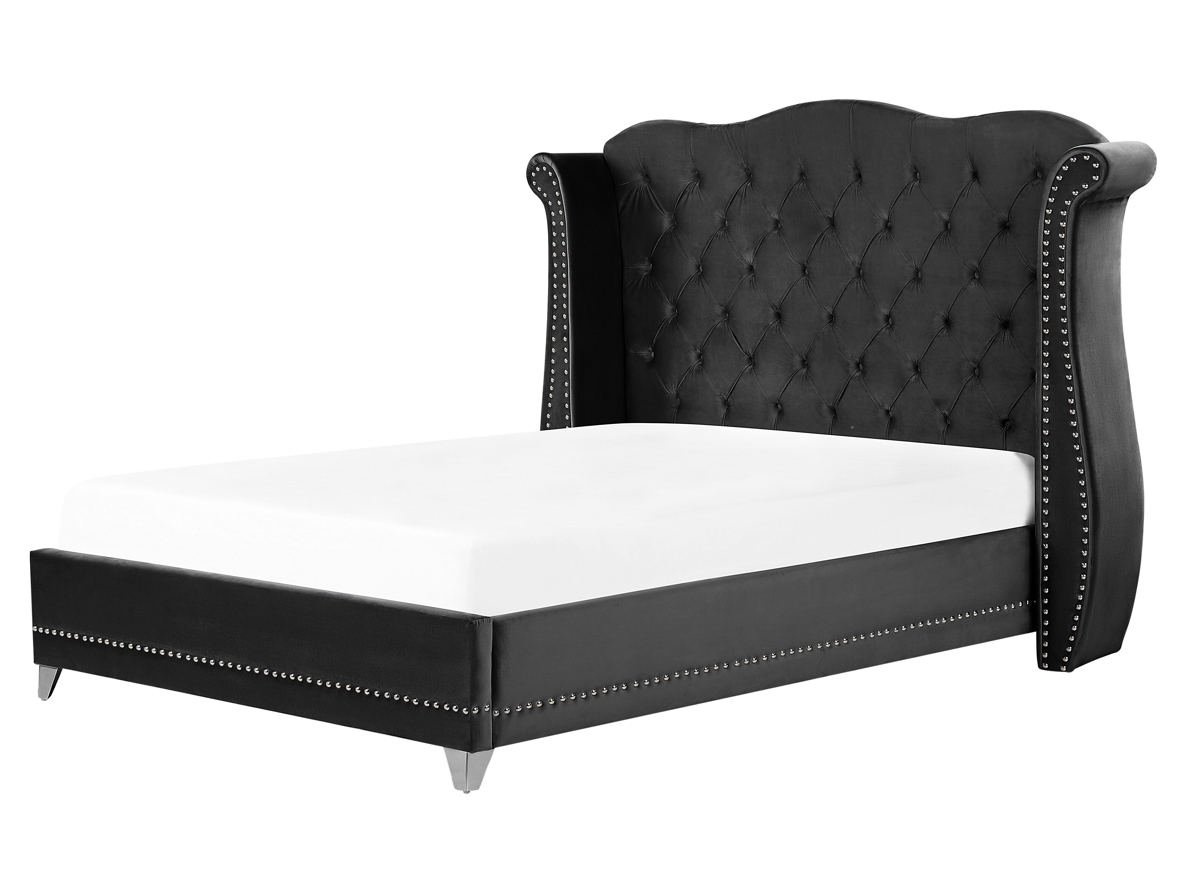 Bed Velvet AYETTE 160 x 200 cm (EU King Size) Black