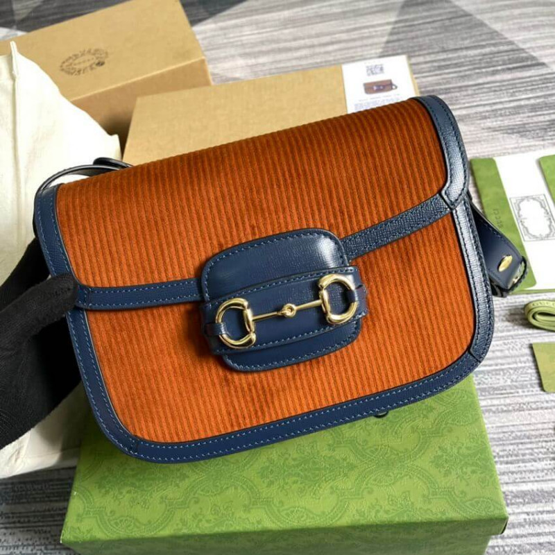 Replica Gucci Horsebit 1955 Small Bag 602204 Brown Corduroy1:1High-quality replica