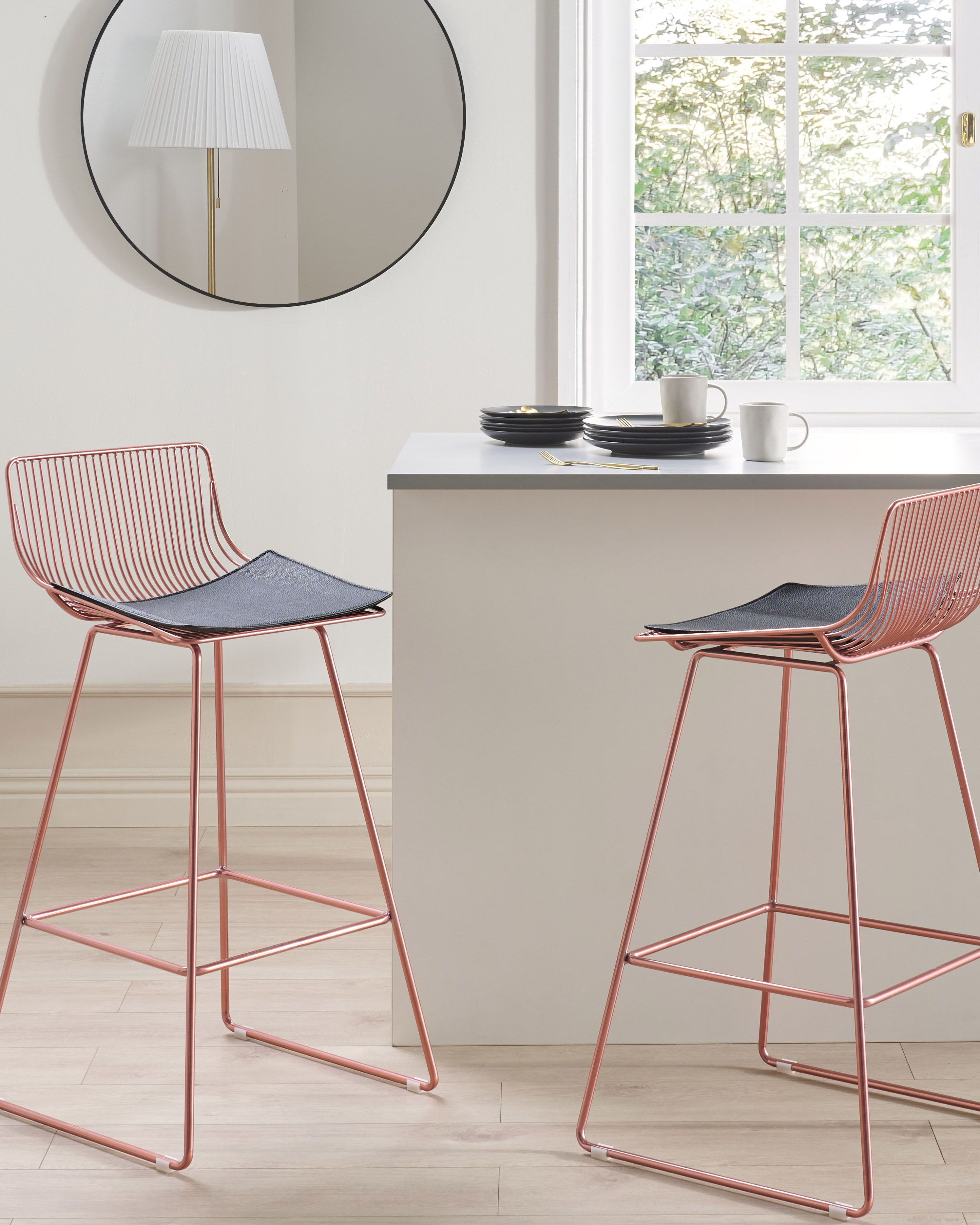 Set of 2 Bar Chairs FREDONIA Metal Rose Gold