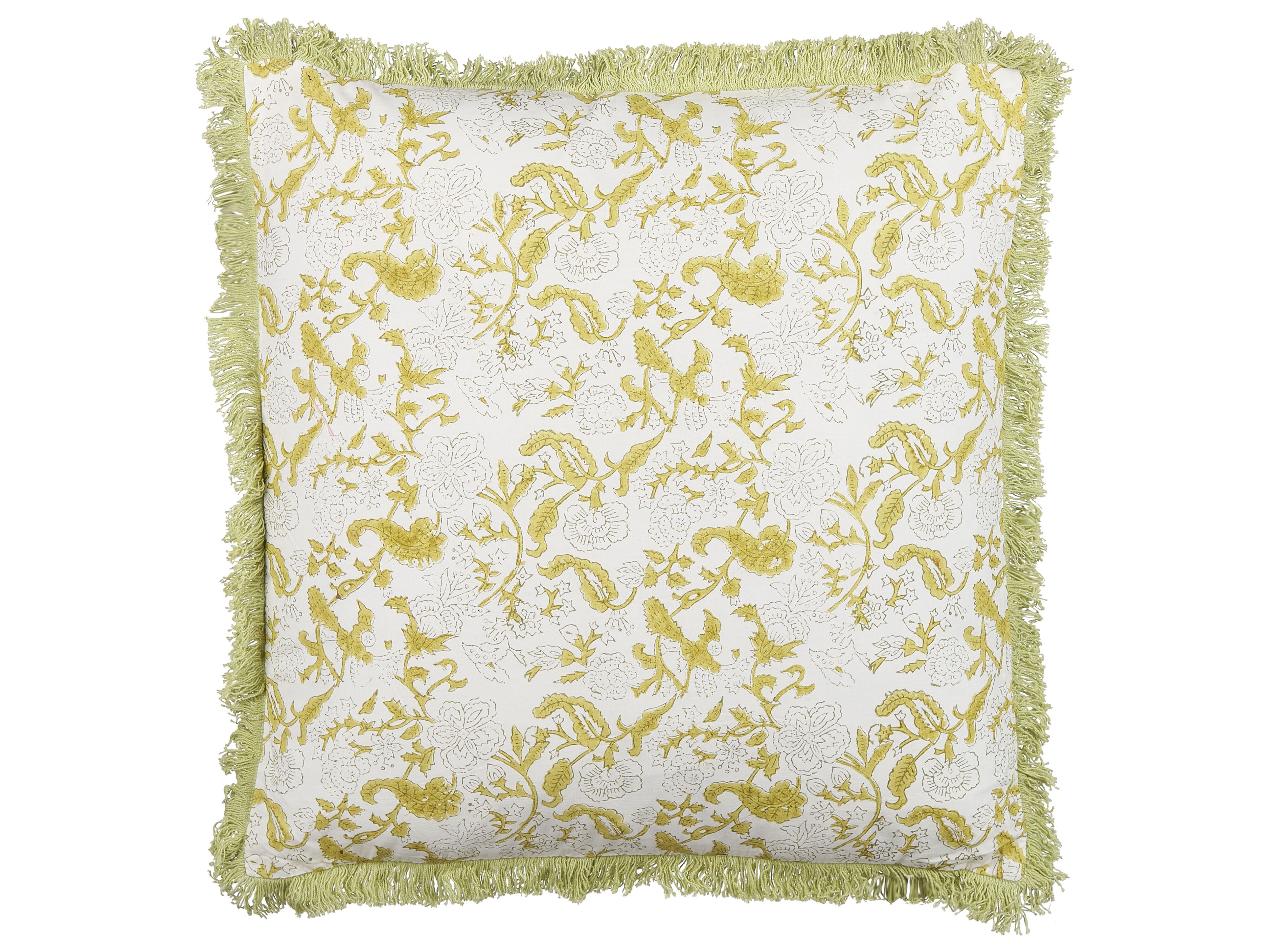 Throw Cushion FILIX Cotton 45 x 45 cm Green Floral Pattern