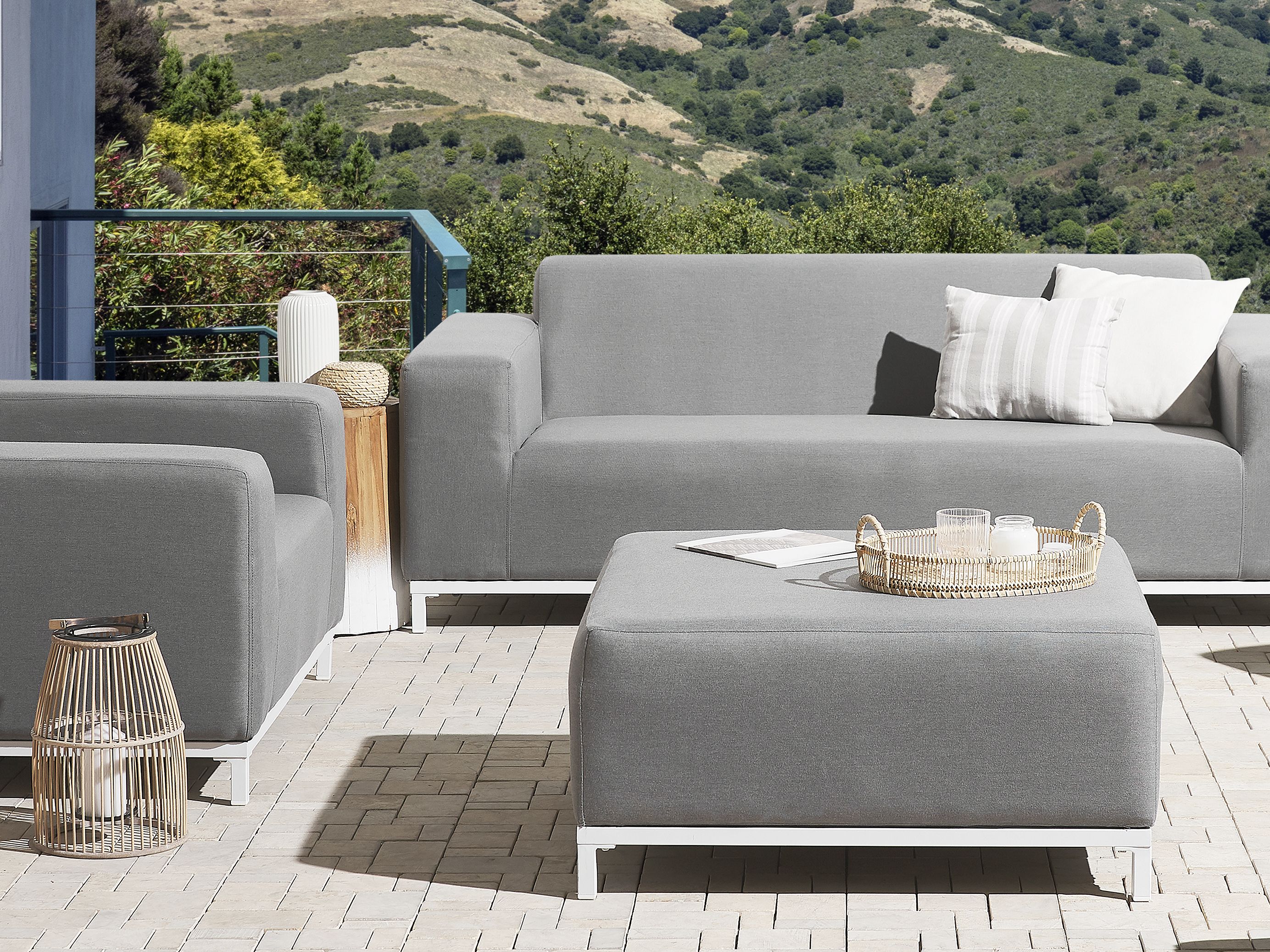 Ottoman ROVIGO Fabric Grey