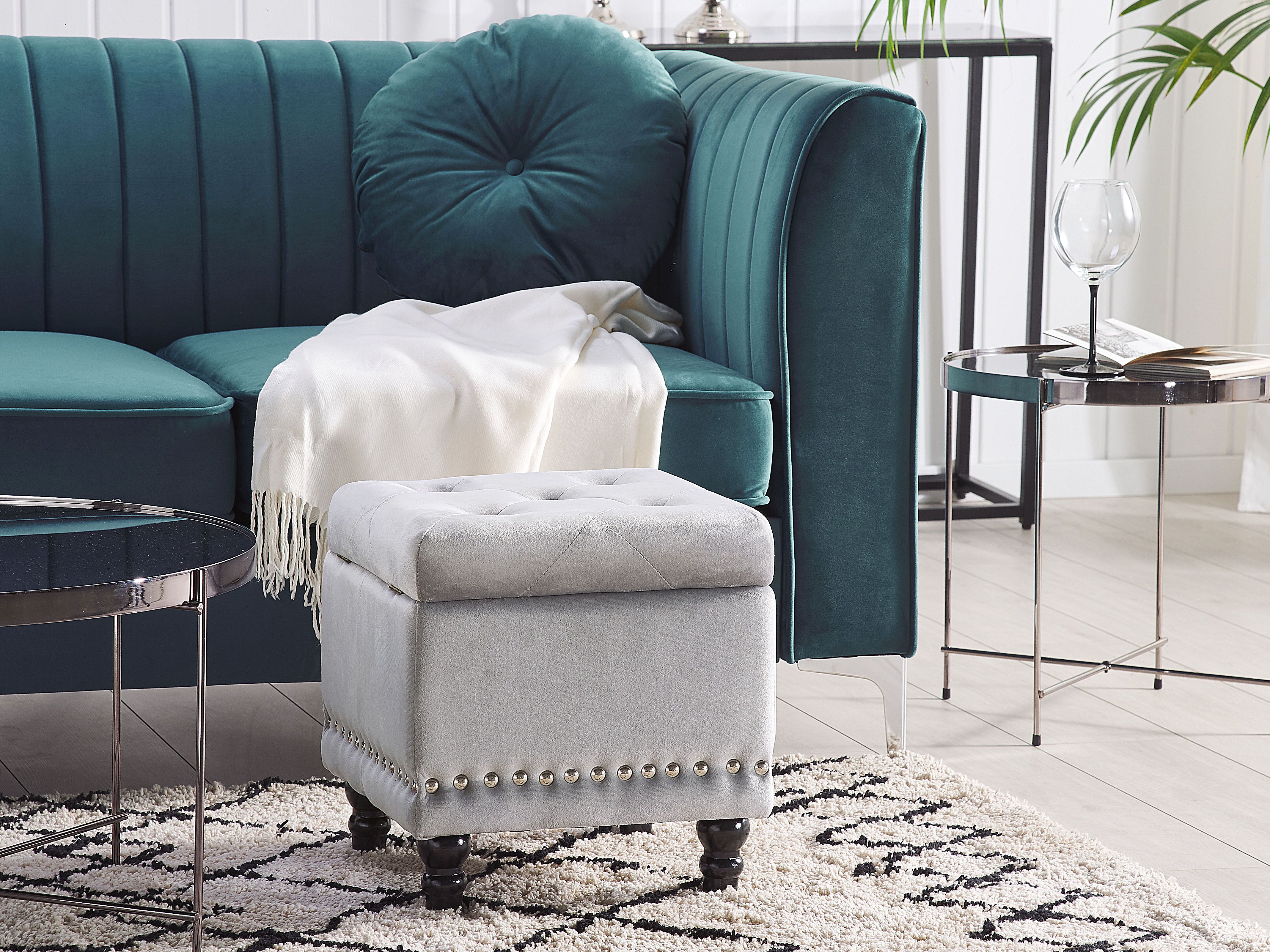 Storage Pouffe LORETTO Velvet Light Grey
