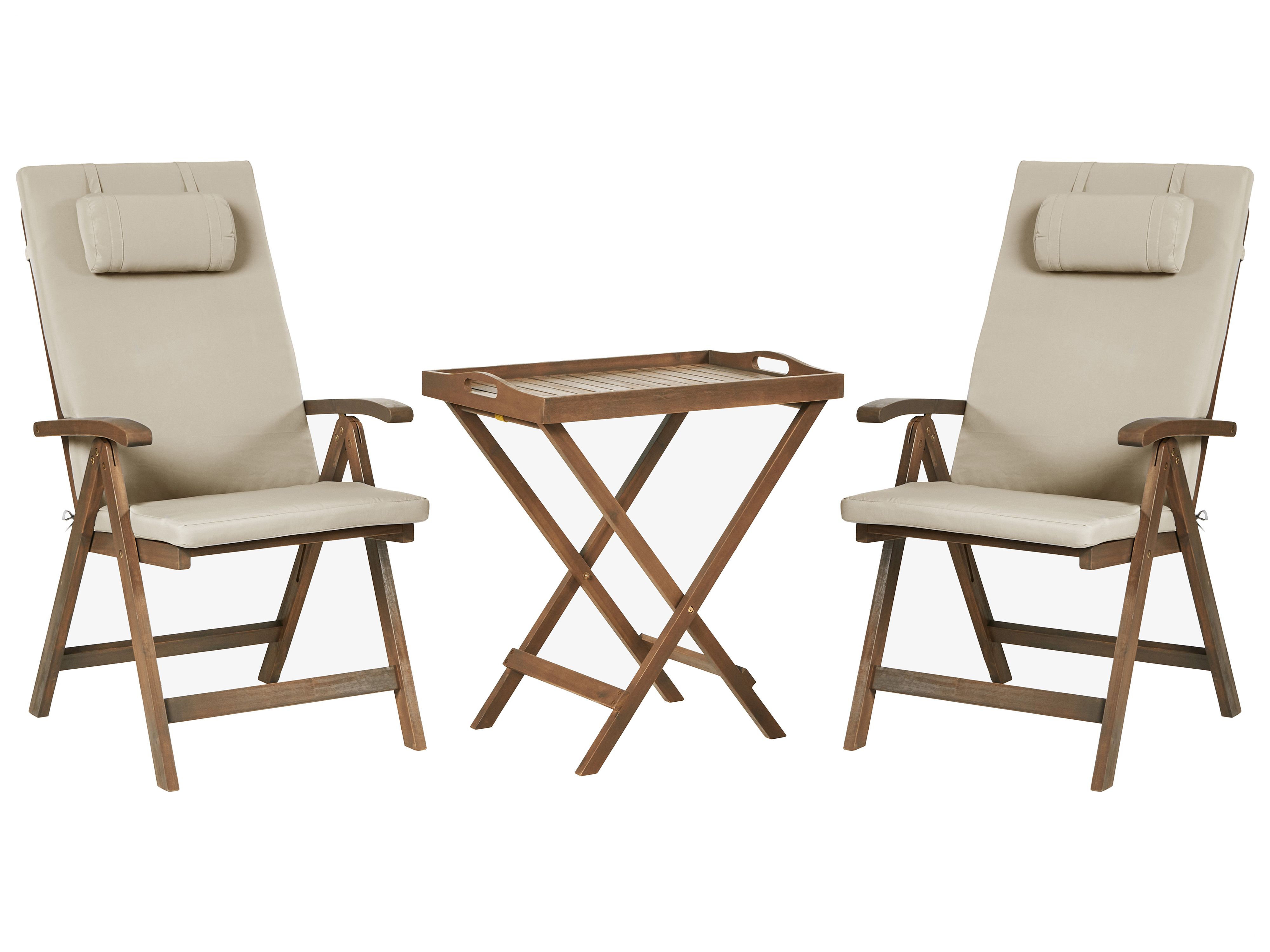 Bistro Set AMANTEA PREMIUM Acacia Wood Taupe