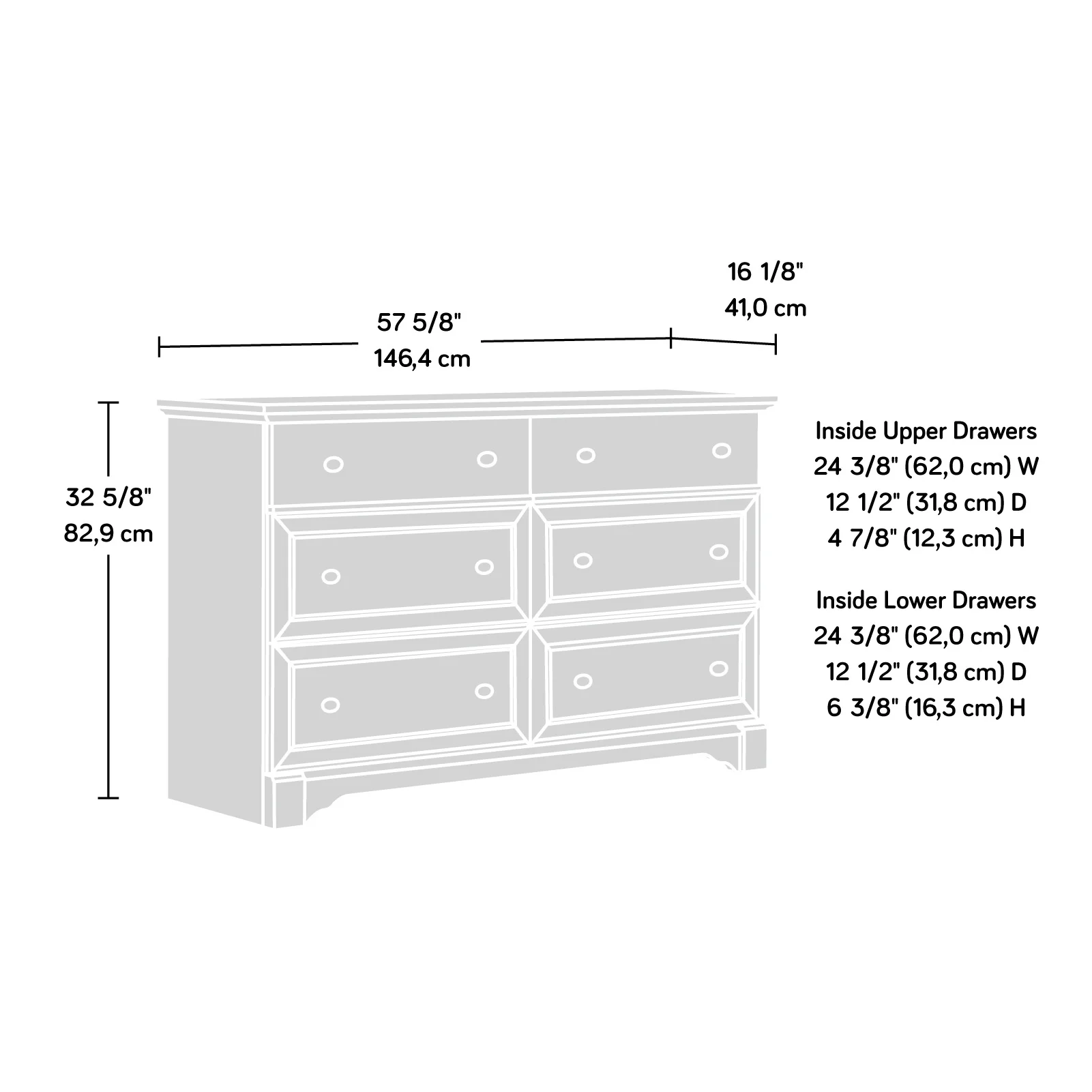 Sauder Palladia 6-Drawer Bedroom Dresser, Vintage Oak Finish - Image 15
