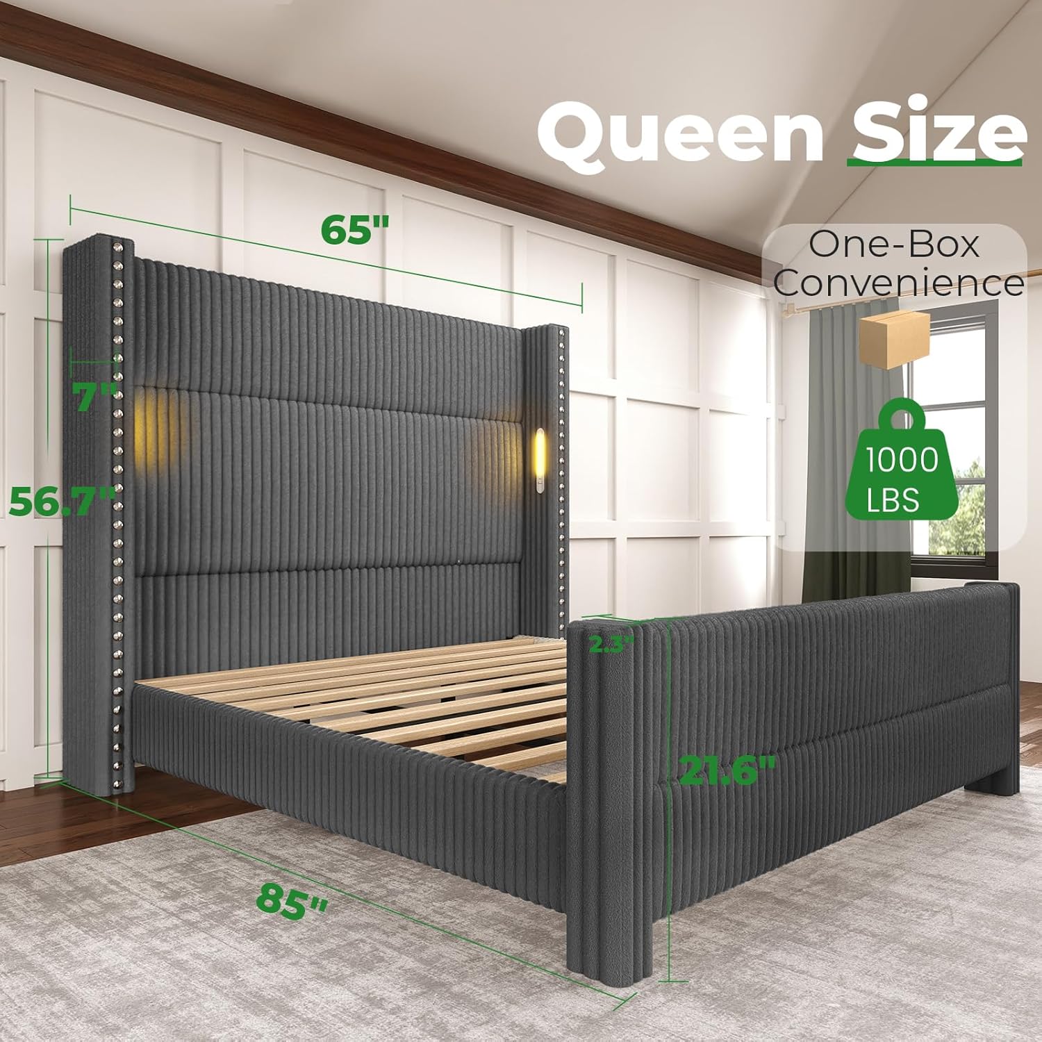 Queen Bed Frame with 56.7