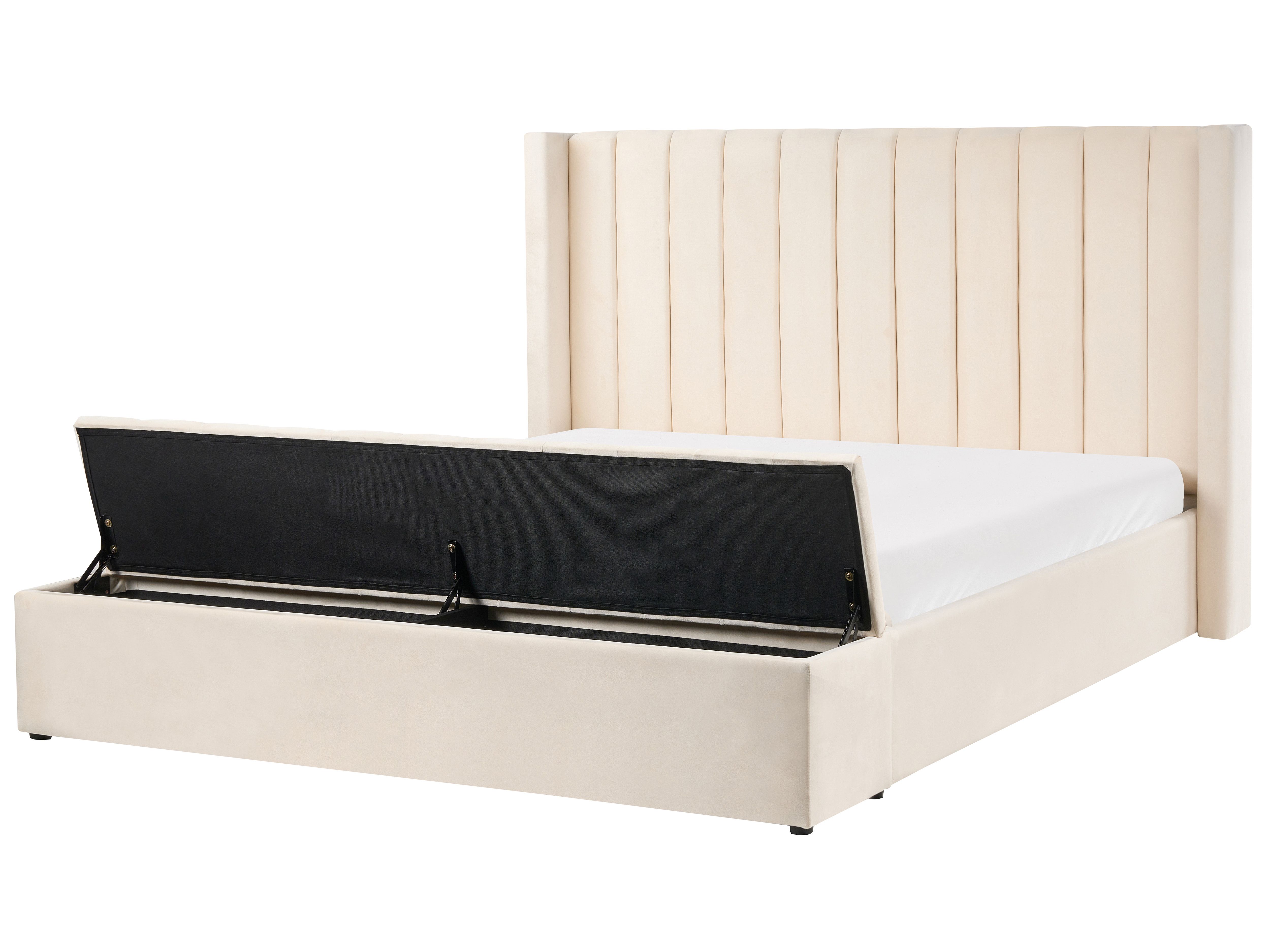 Bed with Storage Bench Velvet NOYERS 180 x 200 cm (EU Super King) Off-White