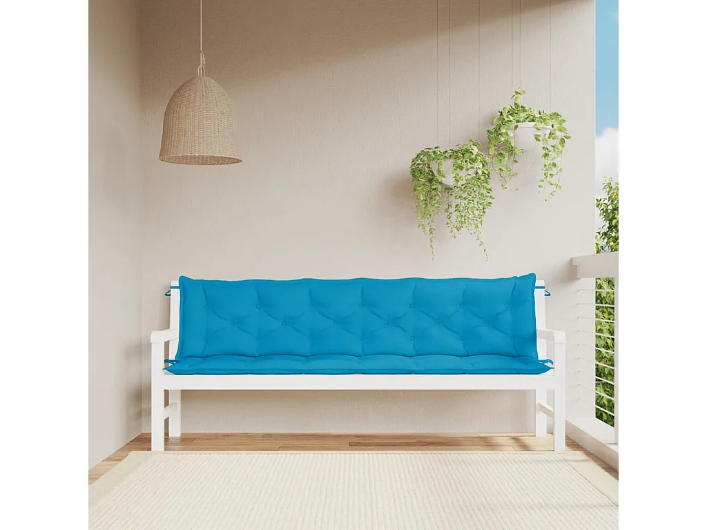 Coussins de banc de jardin lot de 2 bleu clair tissu Oxford