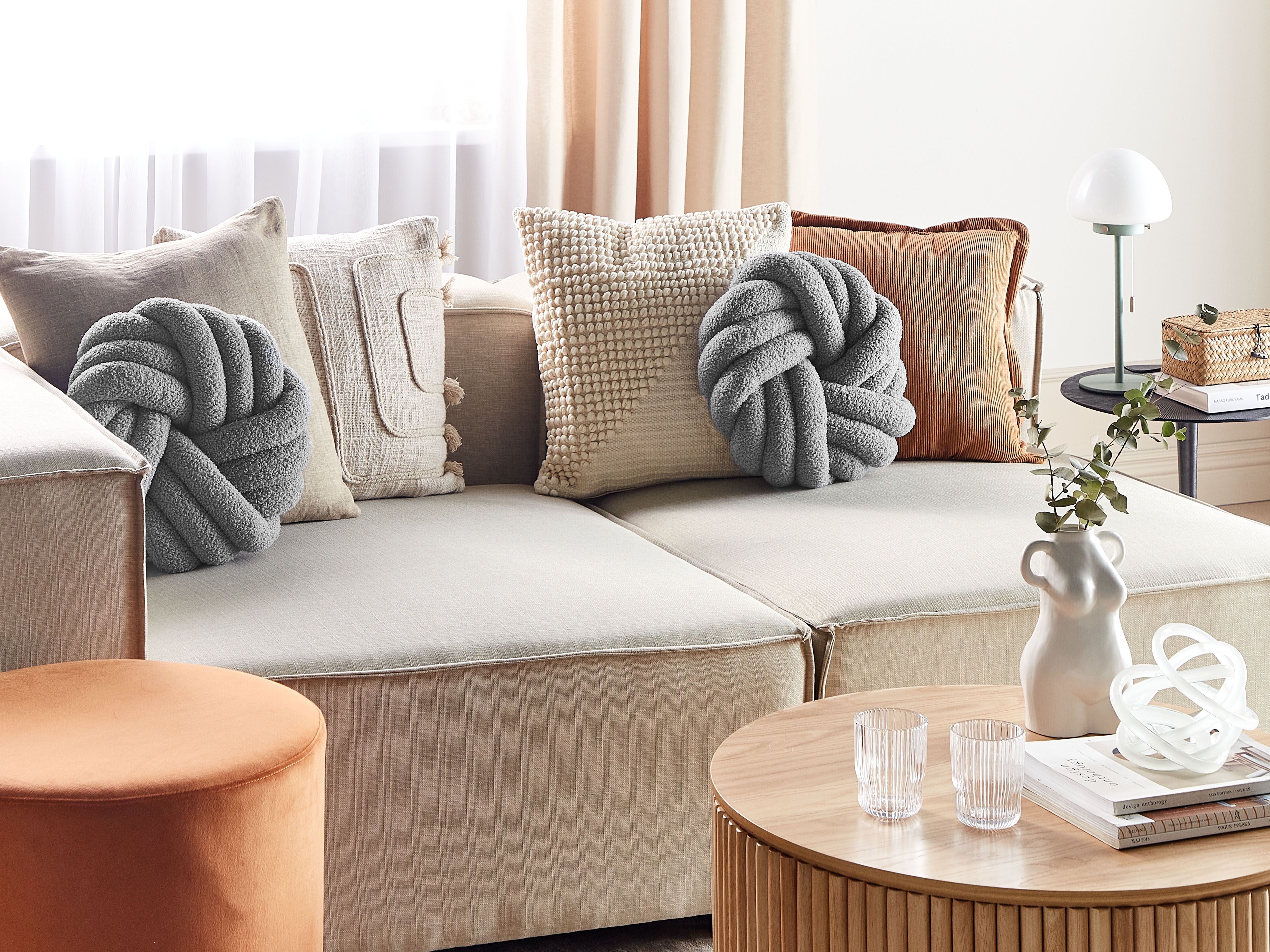 Set of 2 Decorative Cushions AKOLA Boucle 31 x 31 cm Grey Solid