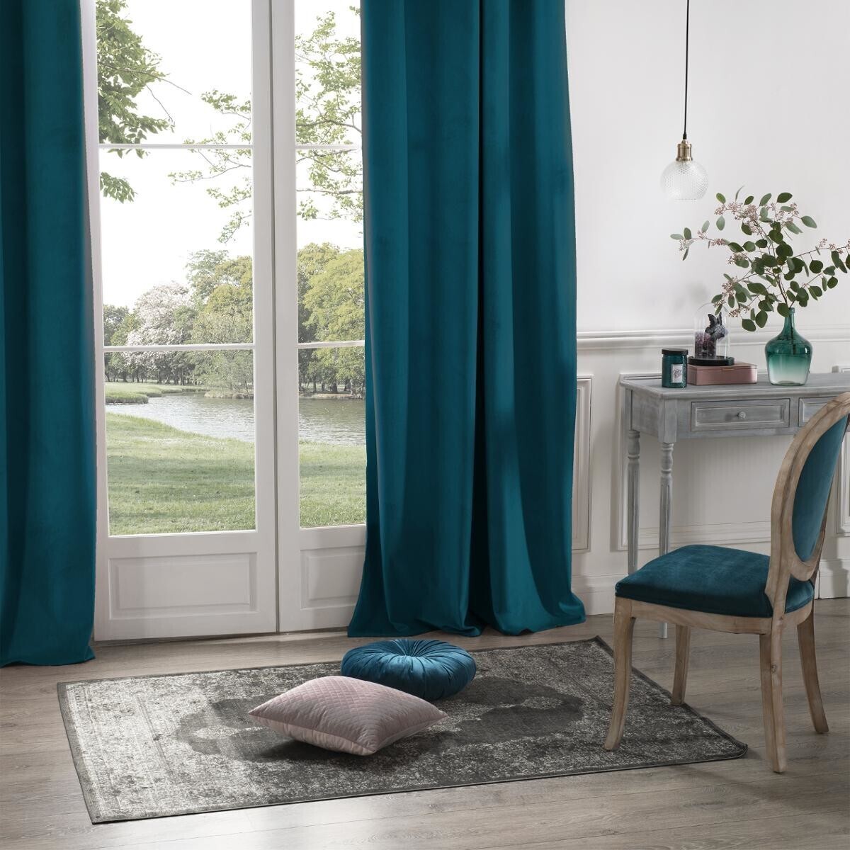 Blackout curtain "Dolce" velvet Duck blue, 140x260 cm