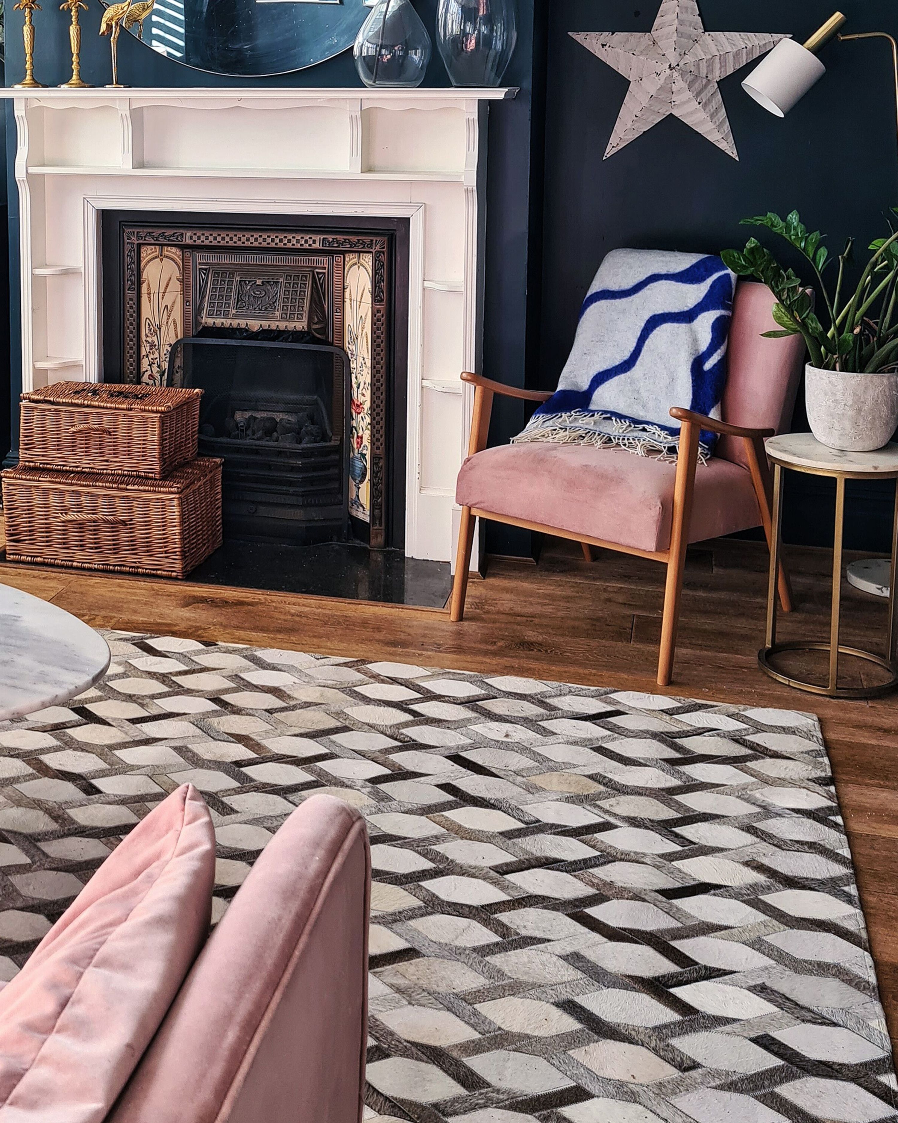 Rug AYDIN Grey 160 x 230 cm Leather
