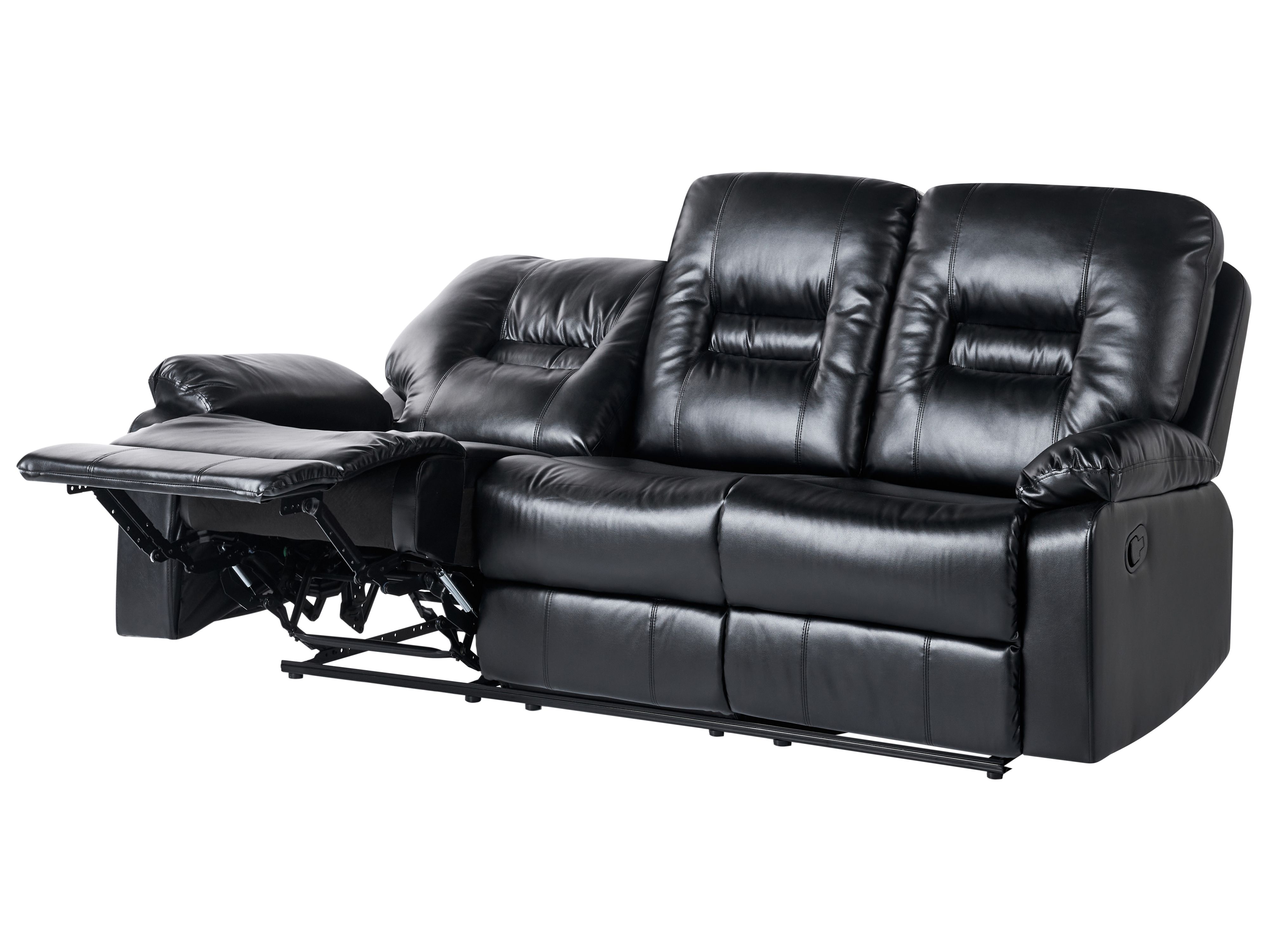 Manual Recliner Sofa 3 Seater BERGEN Faux Leather Black