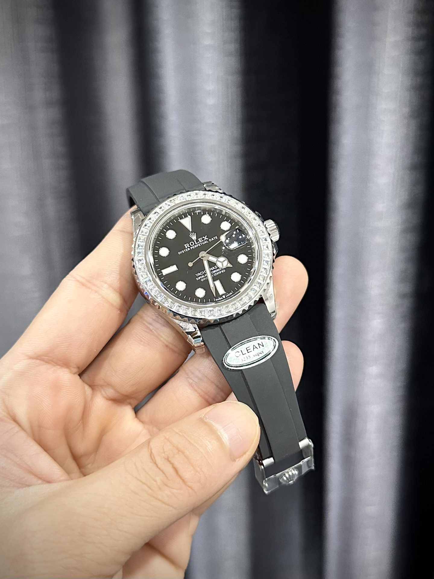 Rolex Replica Watch Yacht-Master Custom Moissanite Diamonds Clean Factory 40mm - Top club