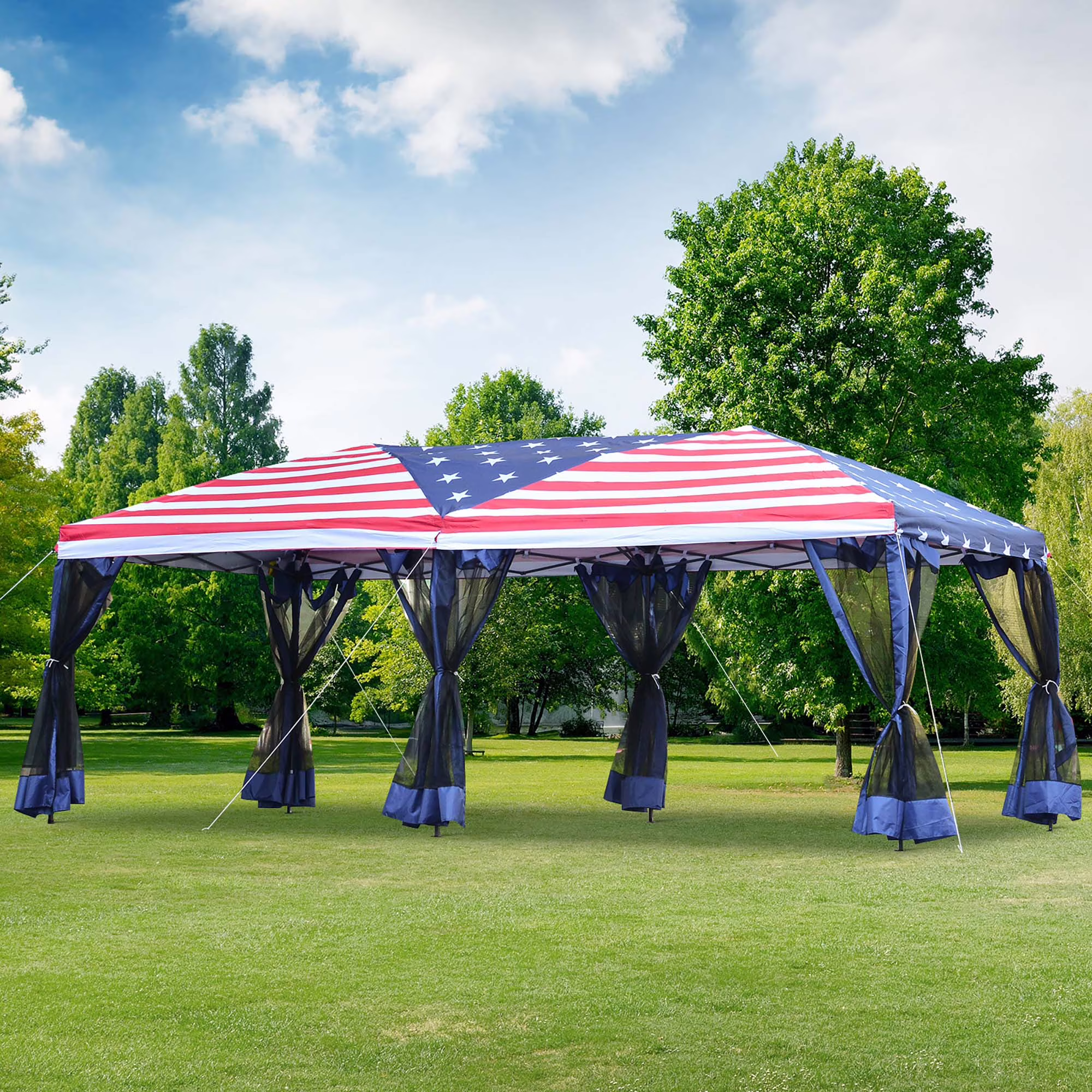 Outsunny 10' x 20' Pop Up Canopy Tent with Netting, Heavy Duty Large Party Tent, Instant Sun Shelter with Carry Bag for Backyard Garden Patio, Beige - Image 7