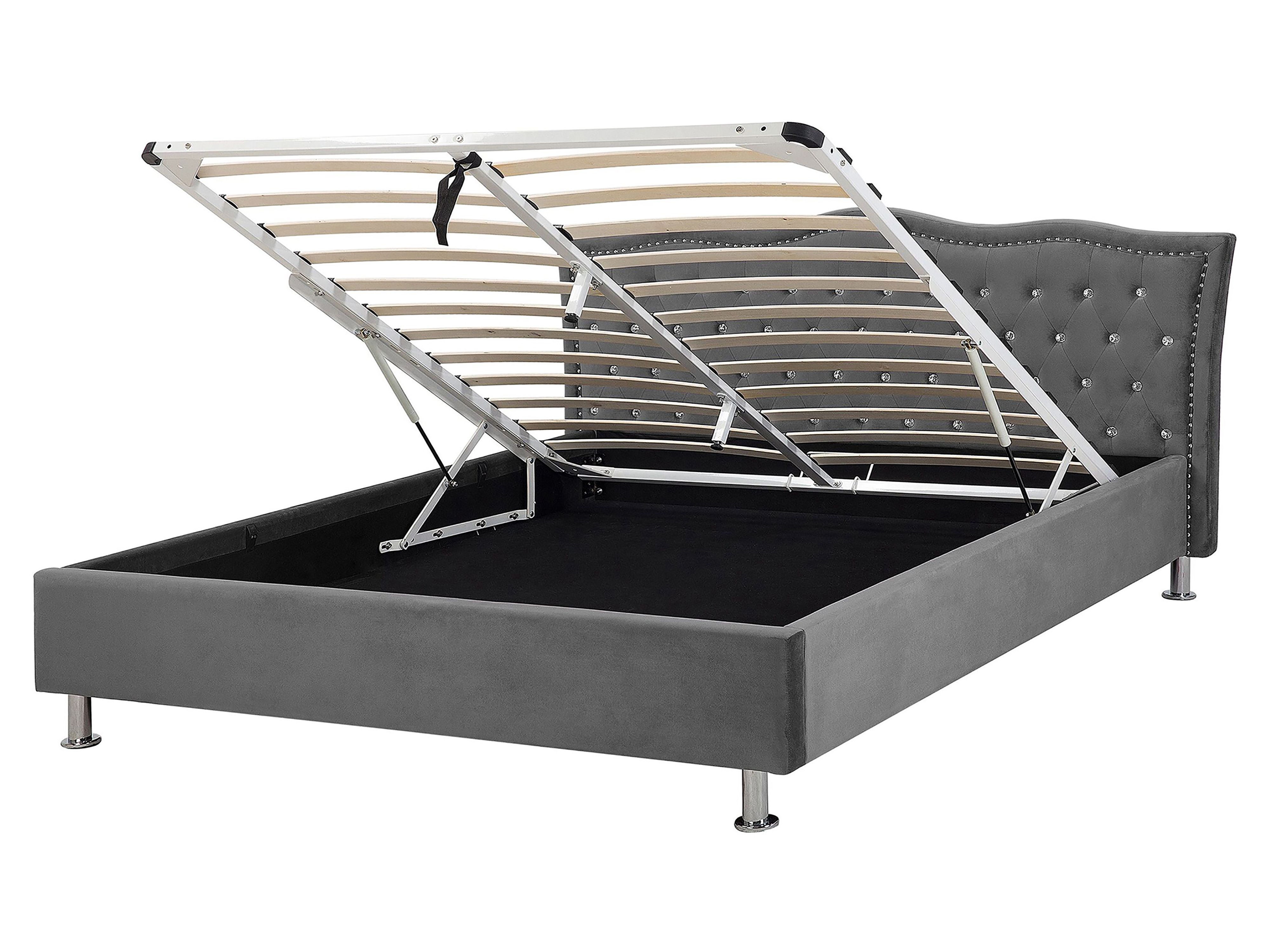 Ottoman Bed Velvet METZ 160 x 200 cm (EU King Size) Dark Grey