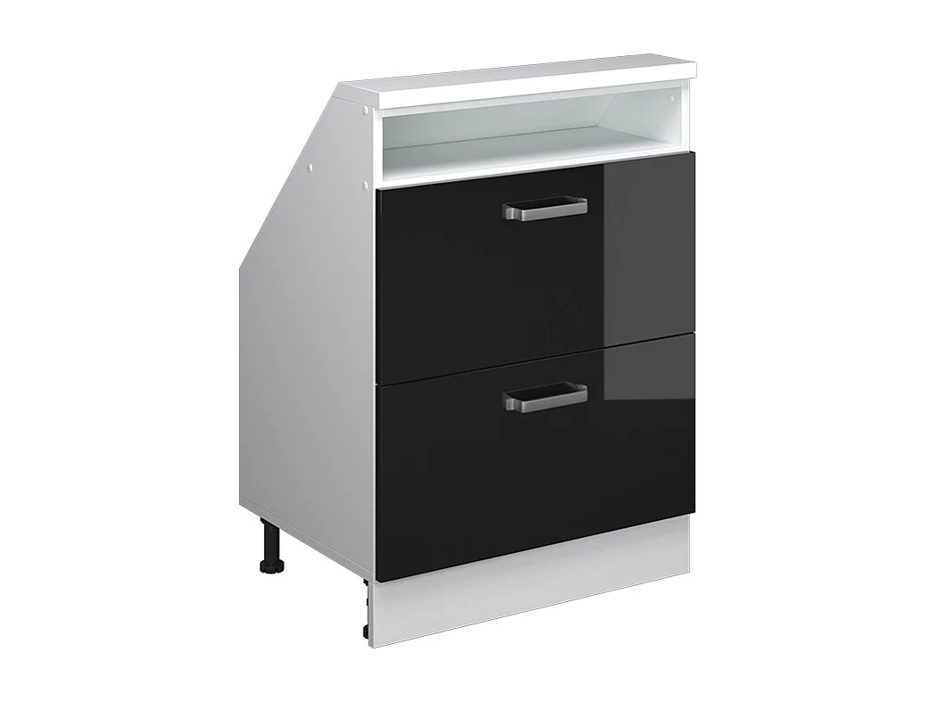 Meuble de rangement sous pente noir brillant/blanc 60x46x81.6 rion