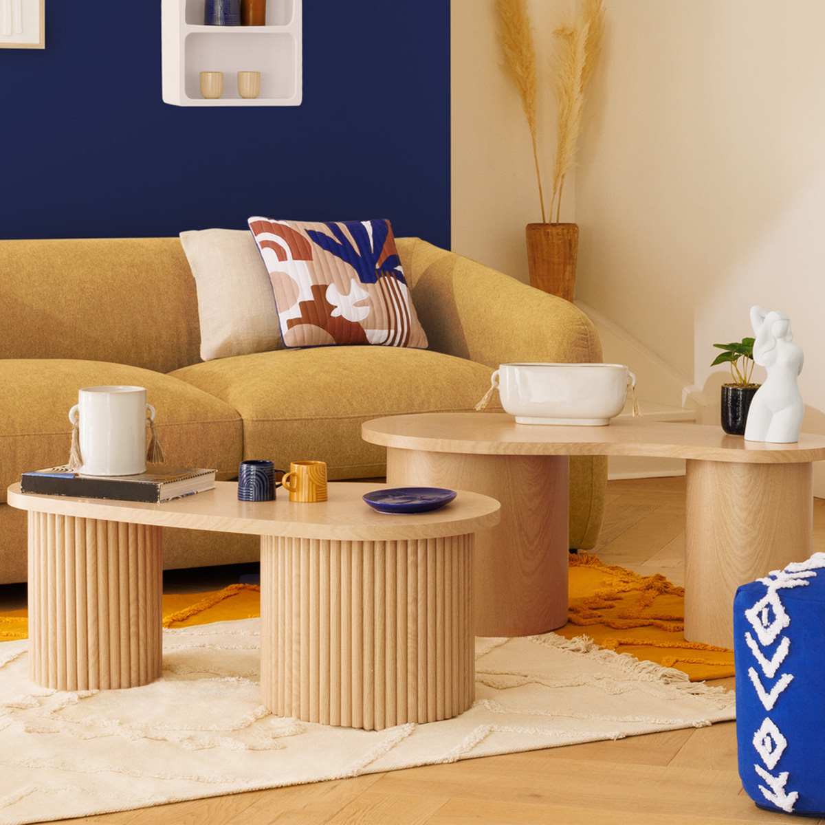 Set of 2 "Soleya" coffee tables Wood, L.95/99.5 cm