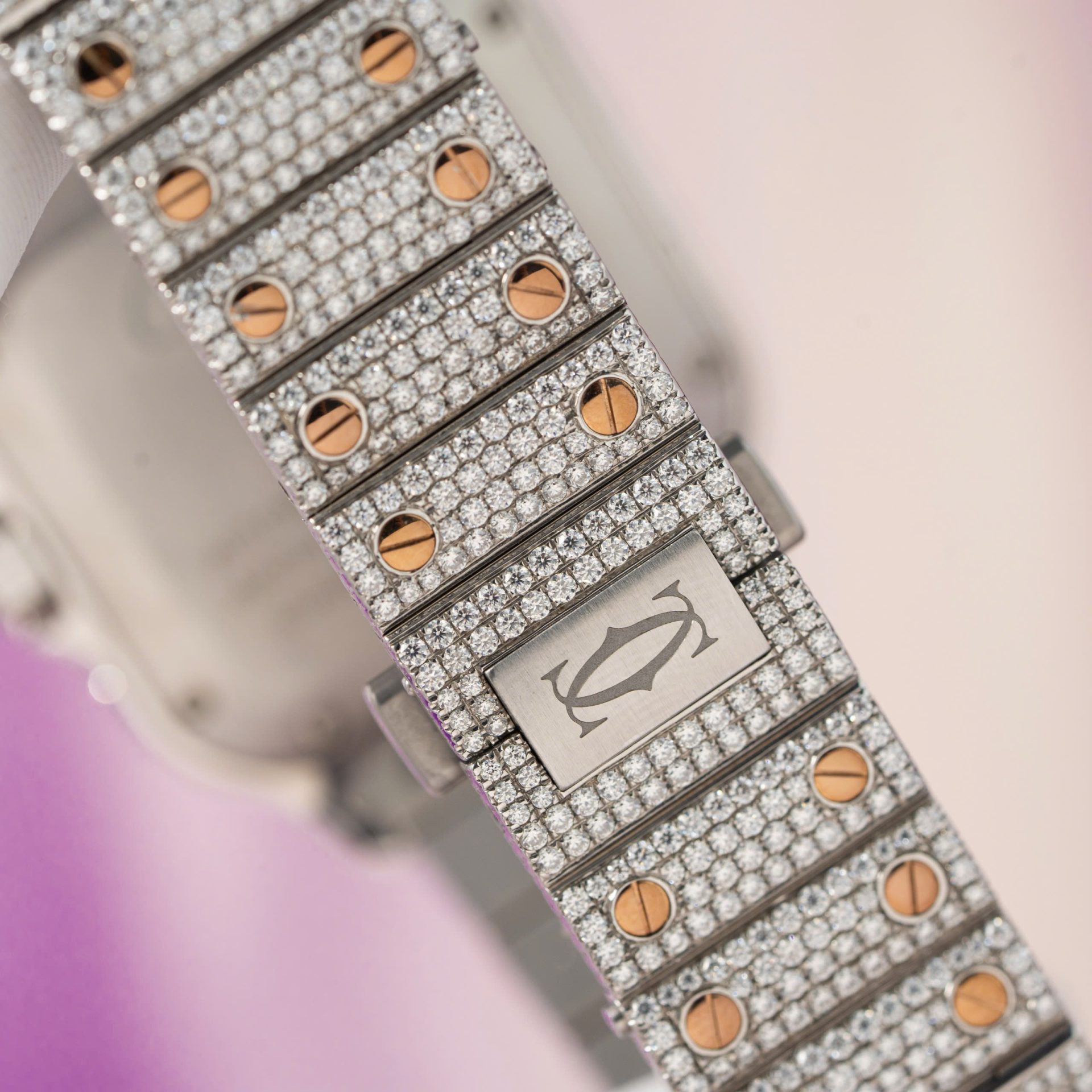Cartier Santos Replica Watch With Full Diamond Moissanite Hong Kong 35mm - Top club