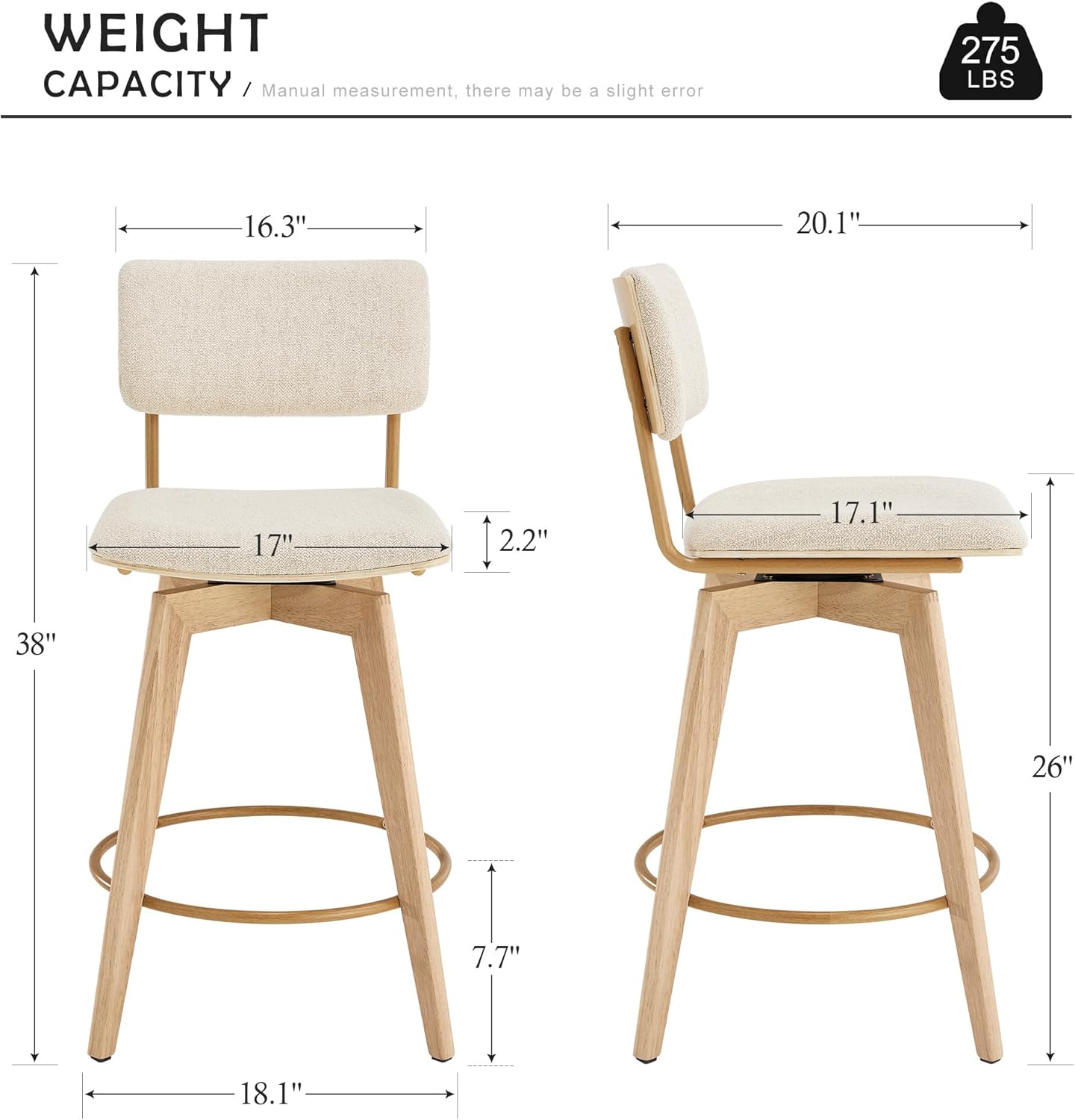 Swivel Counter Height Barstools, 26