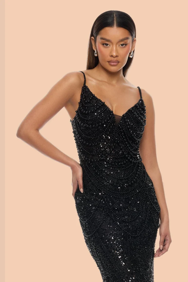 Glitz And Glam Pearl Embellished Gown