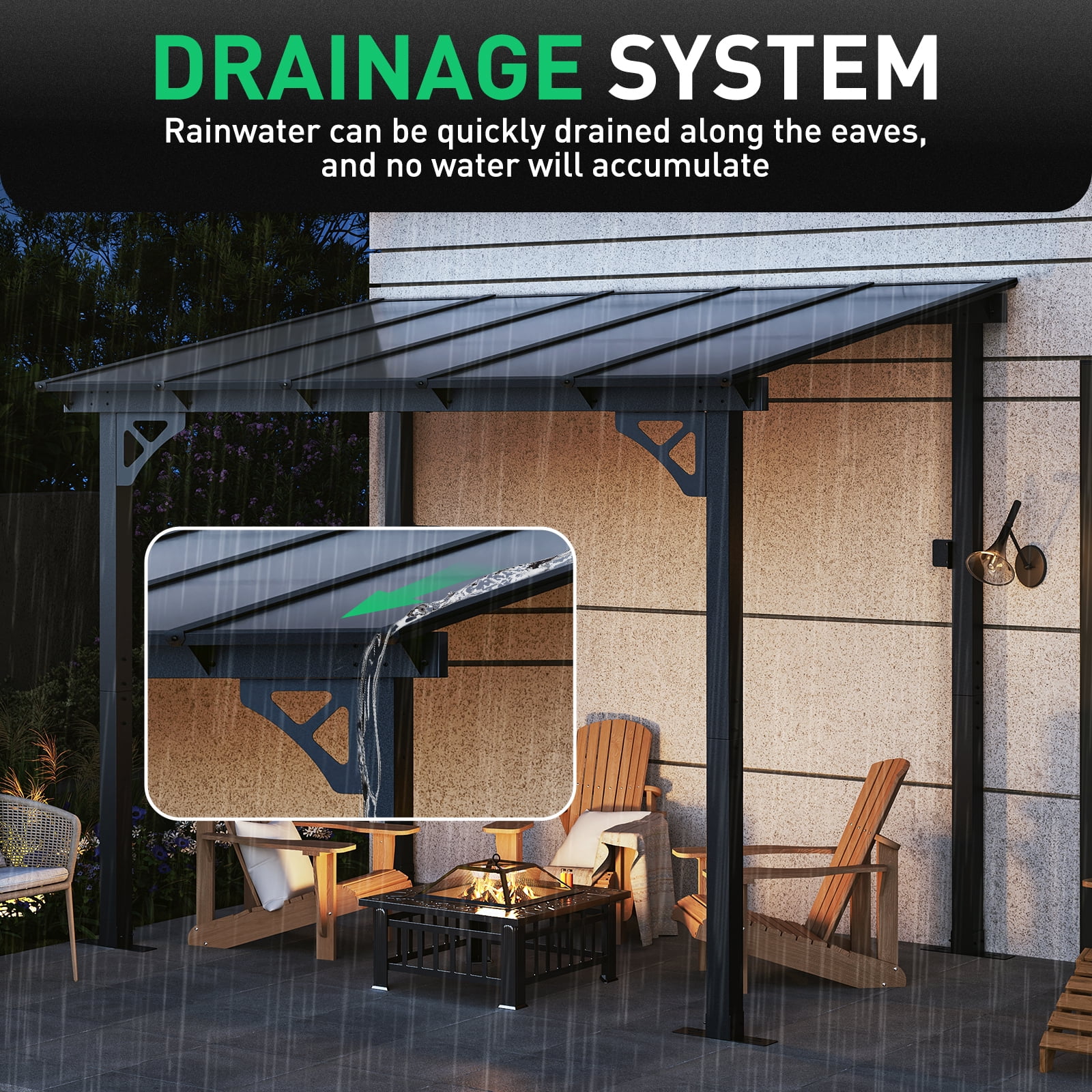 Aoxun 8' x 5' Gazebo for Patio, Gazebo Pergola with Sloped Roof, Grill Gazebo Large Wall-Mounted Heavy Duty Awnings, for Backyard, Deck, Patio - Image 8