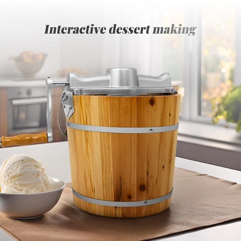 Elite Cuisine 4Qt. Old Fashioned Pine Bucket Electric/Manual Ice Cream Maker EIM-402