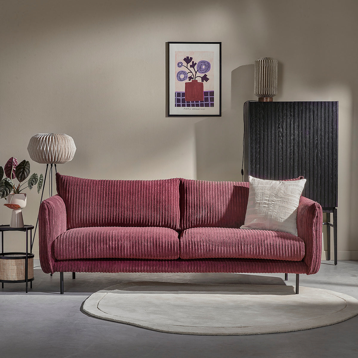 Blokker Ribbon 4-zitsbank - Rib - Bordeaux