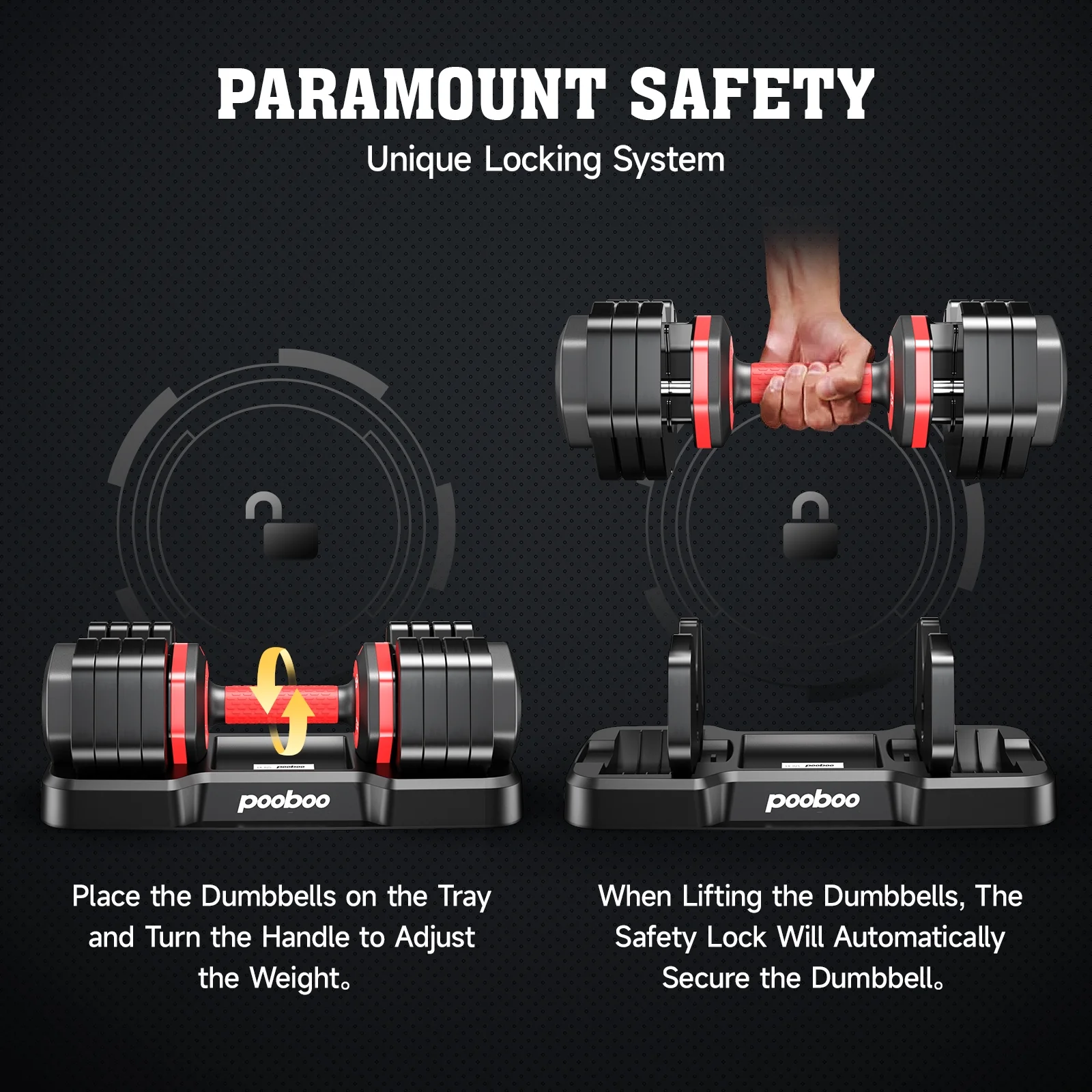 (1 Pair) LNOW 50lbs Quick Select Adjustable Dumbbells for Home Gym 5 in 1 Free Weights 5/10/15/20/25lb/50lb Dumbbell with Anti-Slip Handle, Suitable for Home Gym Exercise Equipment - Image 17