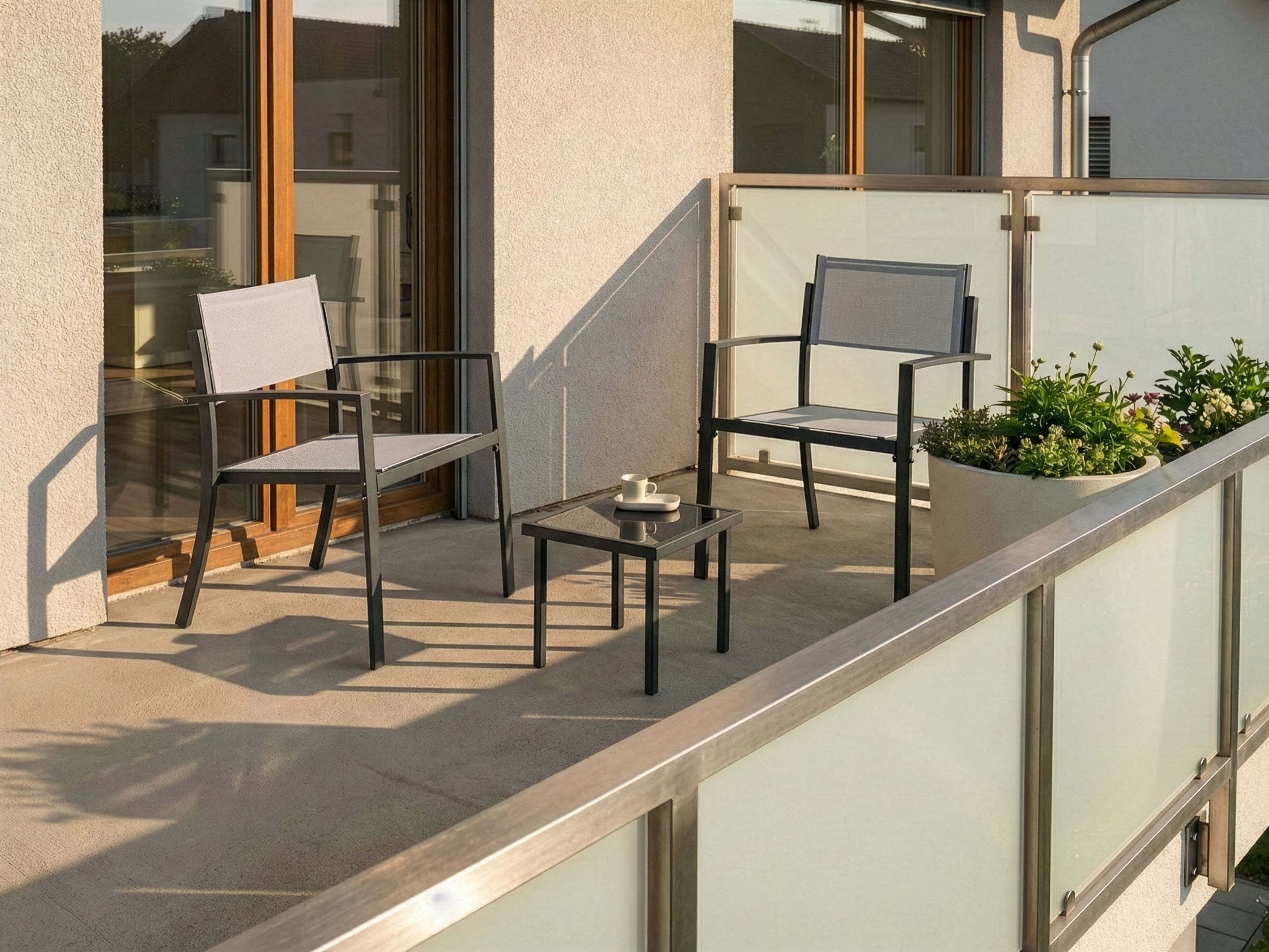 Bistro Set TAVOLETO Metal Grey