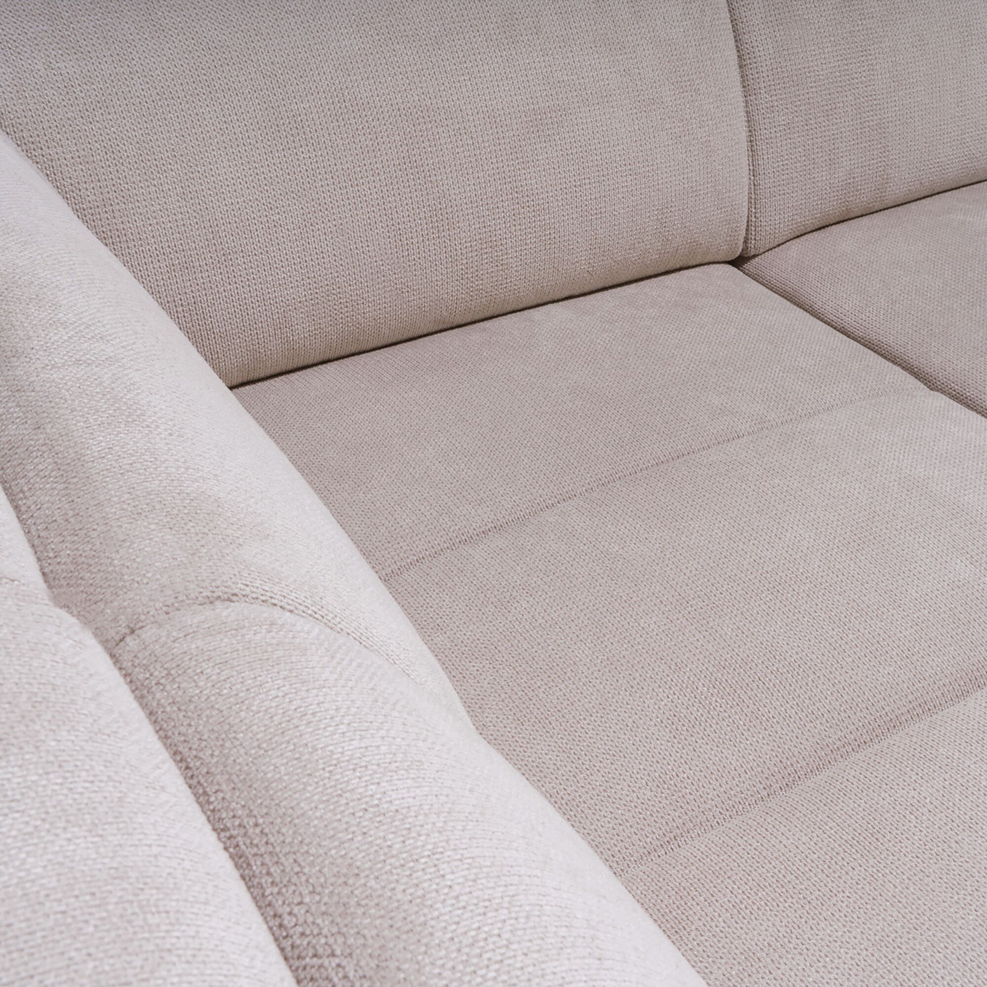 ORIGANO - Canapé d'angle droit convertible avec coffre en tissu doux - beige