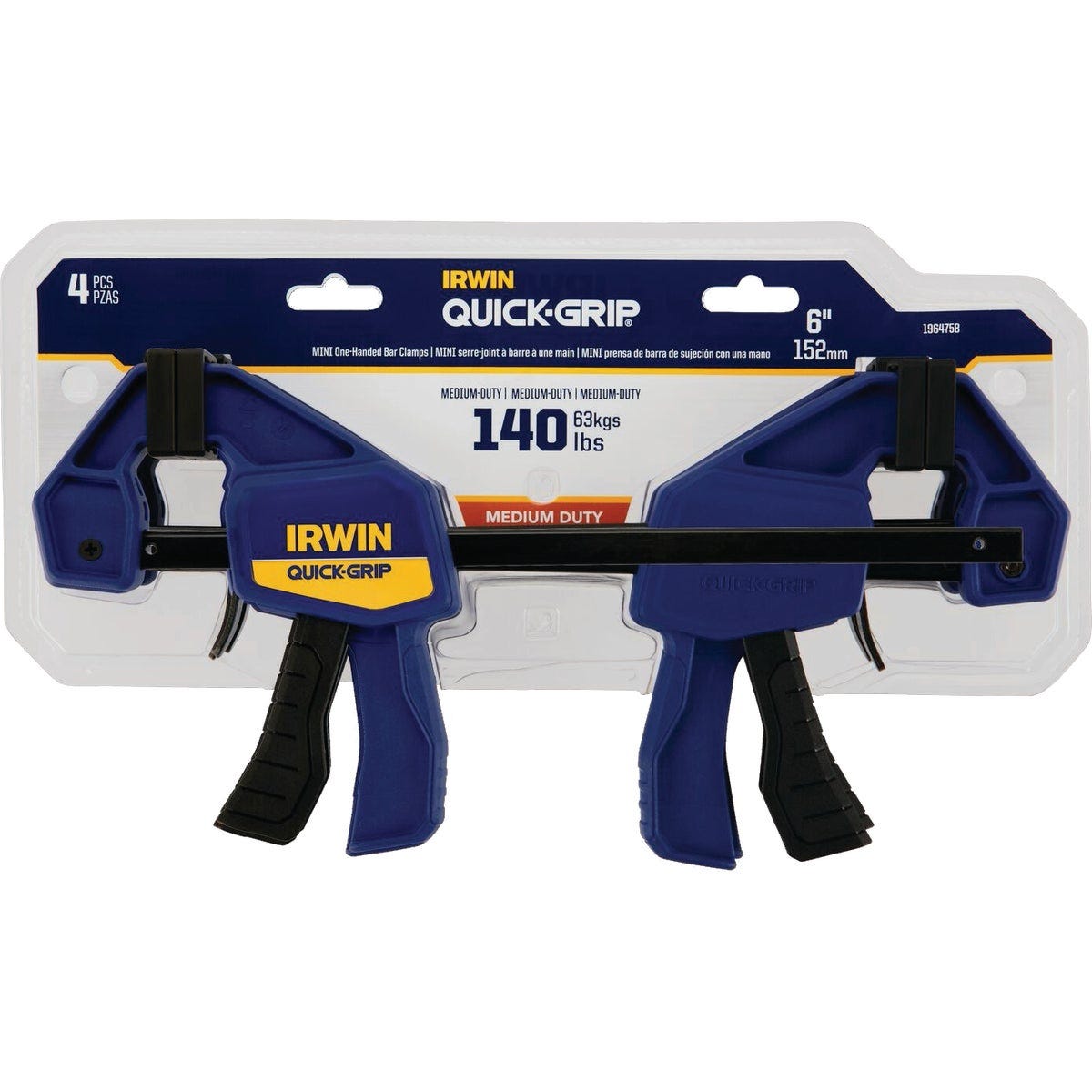Irwin Quick-Grip 6 In. One-Handed Mini Bar Clamps (4-Pack)