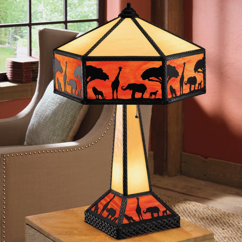 Stained Glass Safari Table Lamp - MIDNIGHT VELVET CATALOG