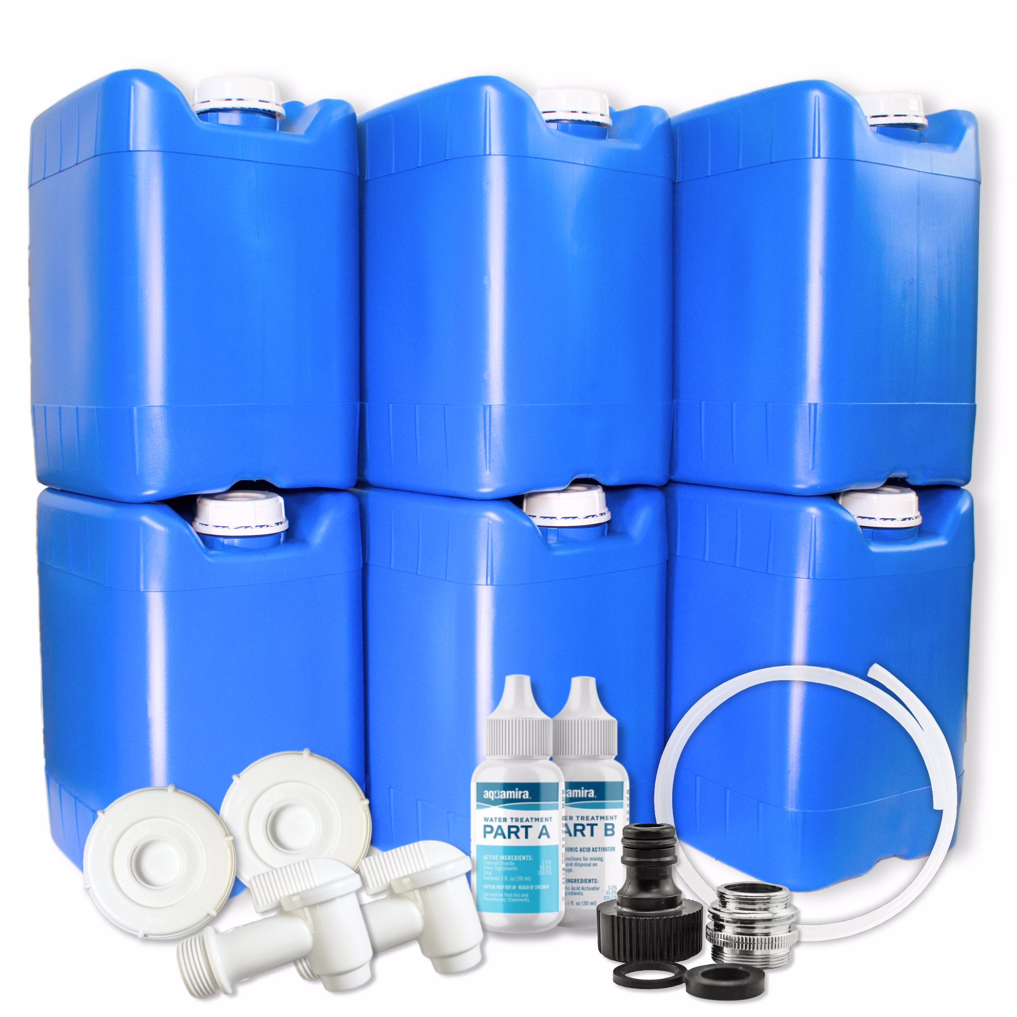 5-Gallon Stackable Water Containers with Spigot & Water Treatment - Emergency Water Storage Kit (2x - 5 Gallon Water Tanks) - Image 3