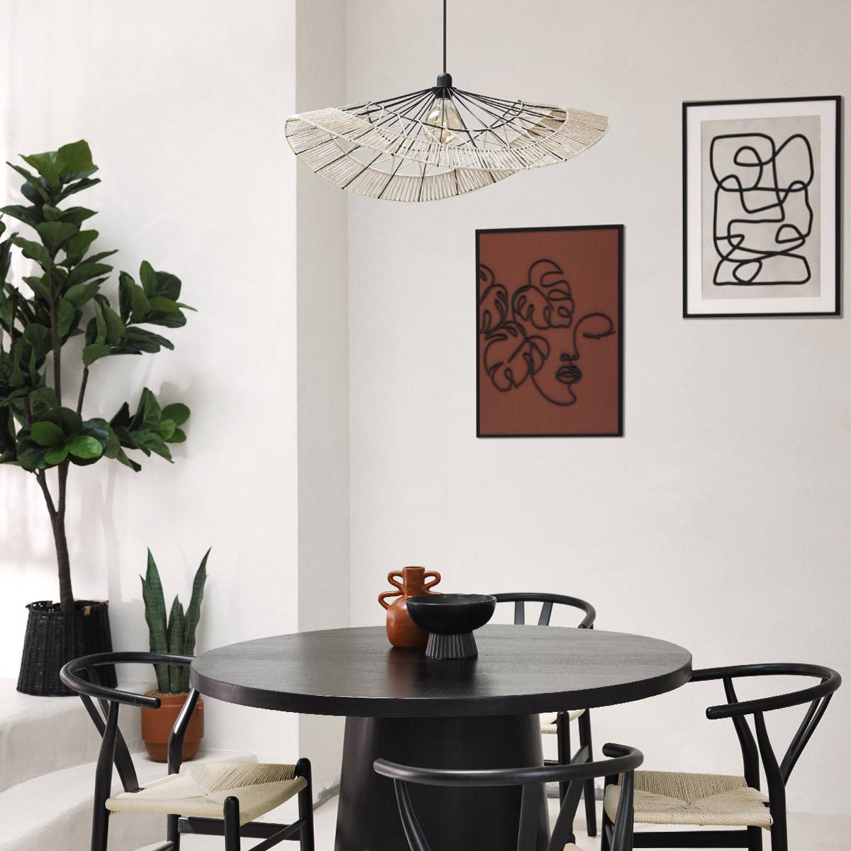 Wire suspension lamp "Cosy" Metal, Beige, D.75 cm