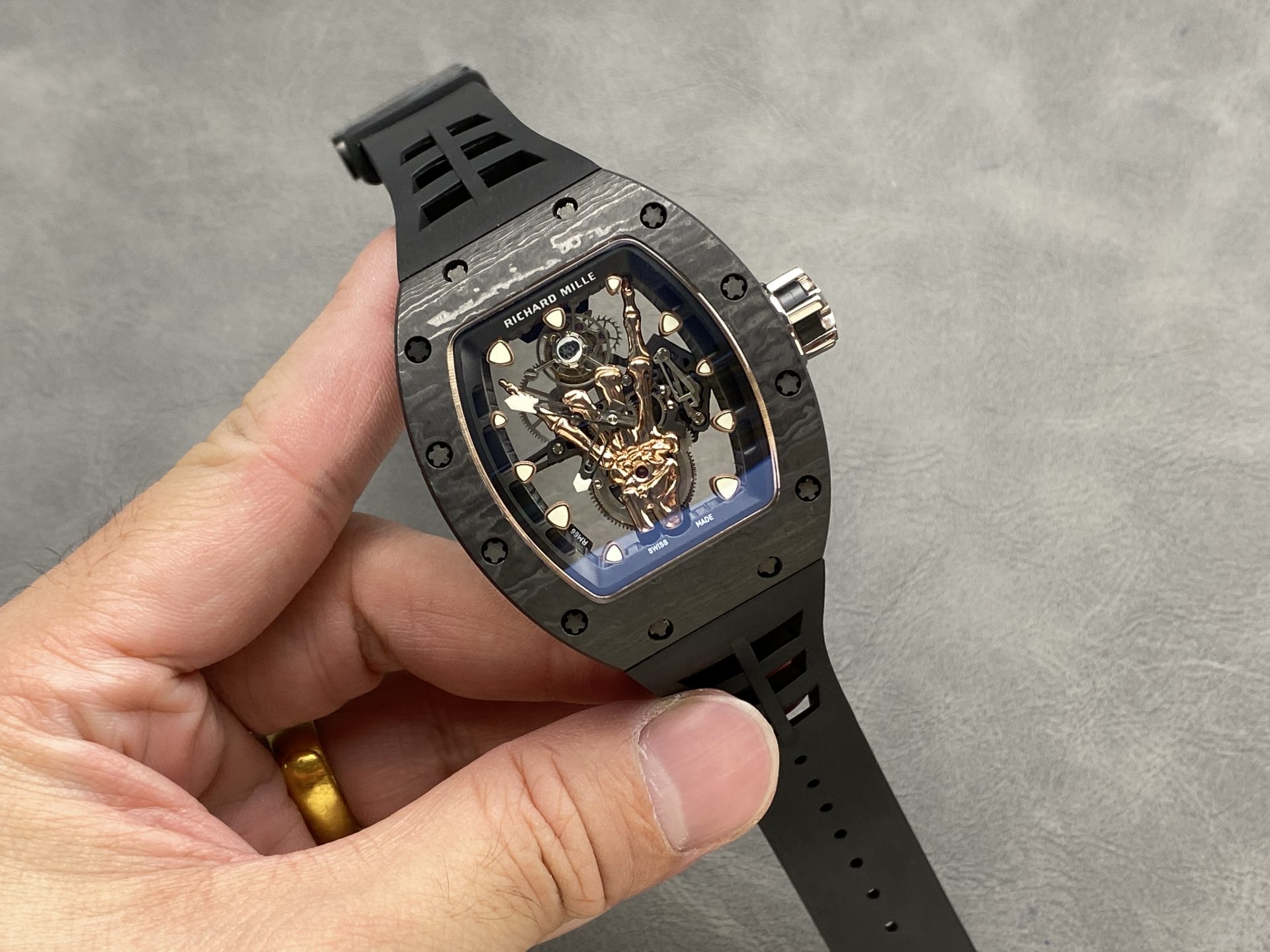 Richard Mille Replica 11 Watch RM66 Ultra Light Carbon Rose Gold Wrapped Refine 42.7mm - Elite Watch Atelier