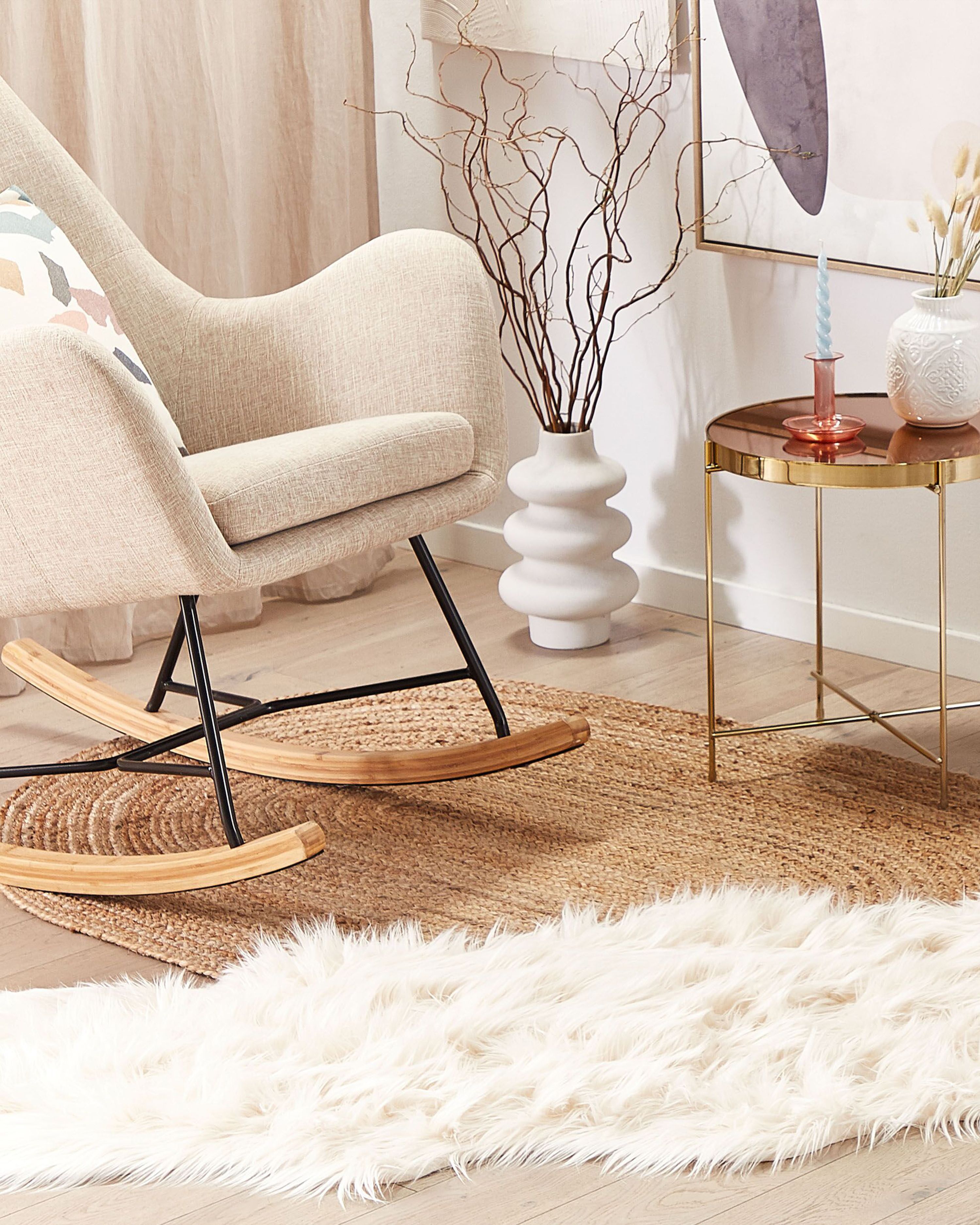 Faux Fur Rug MAMUNGARI Beige 60 x 180 cm
