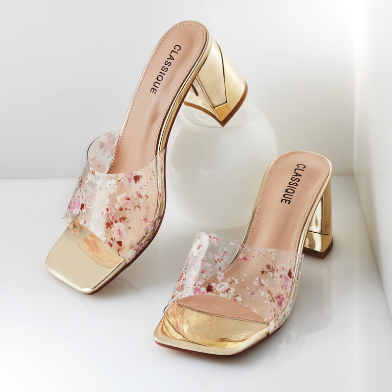 Classique See-Through Vinyl Floral Slide with 2.5
