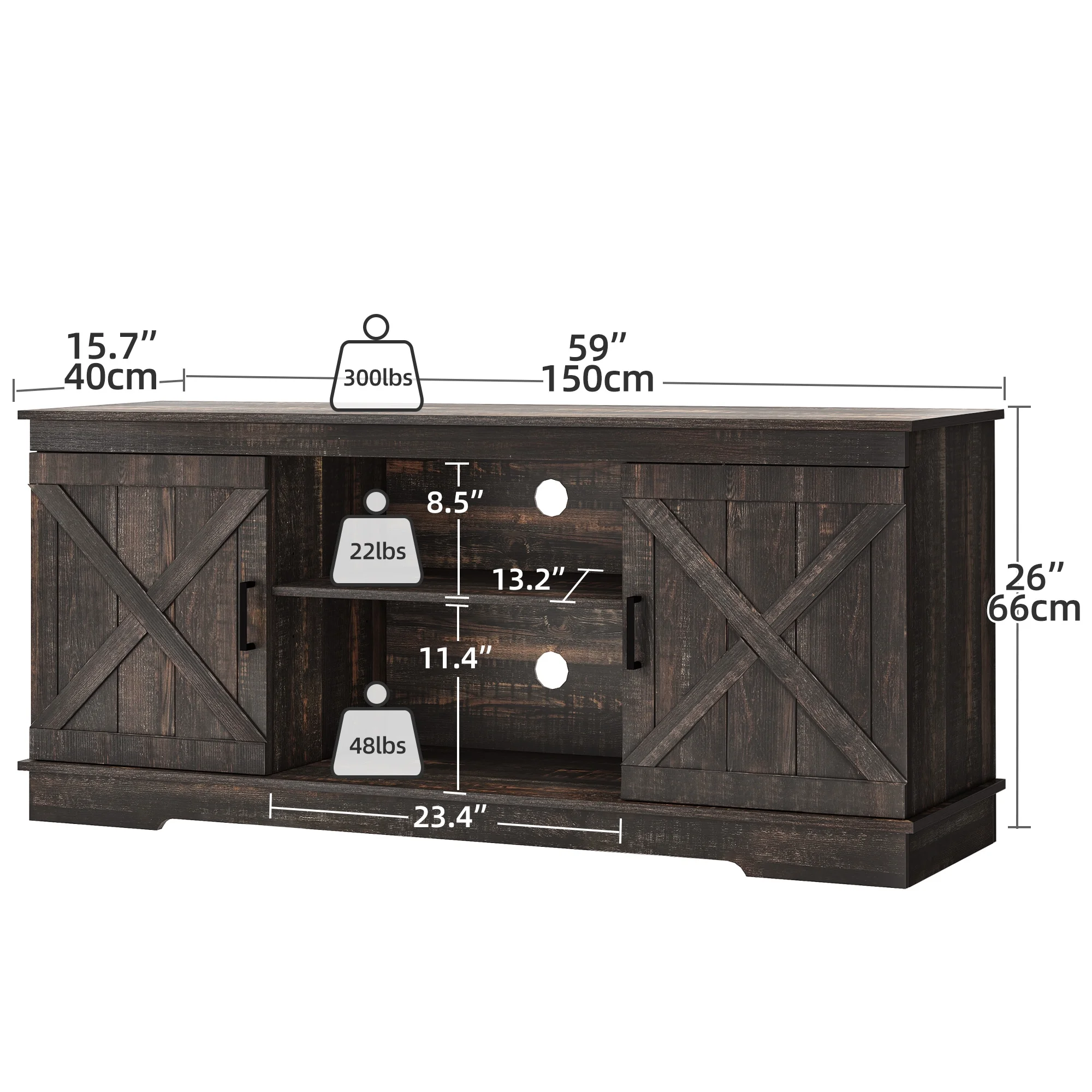 Dextrus Farmhouse TV Stand for 65 inch TV, Entertainment Center for Living Room, TV Media Console Cabinet, Grey Wash - Image 24