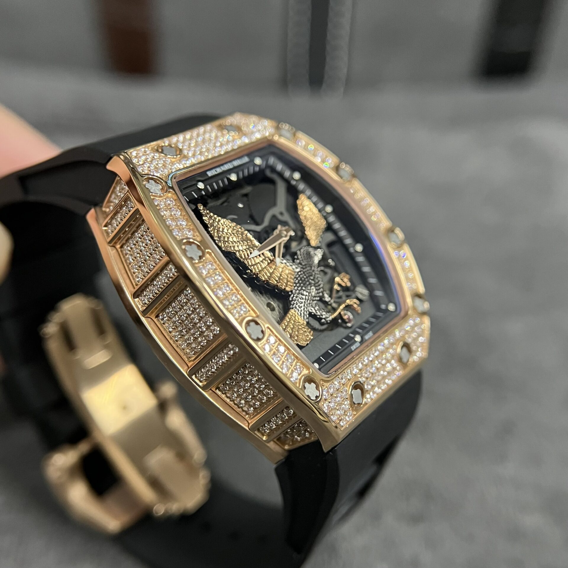 Richard Mille Replica Watch RM57-02 Falcon With Diamonds Bezel Rose Gold Case 42mm - Top club